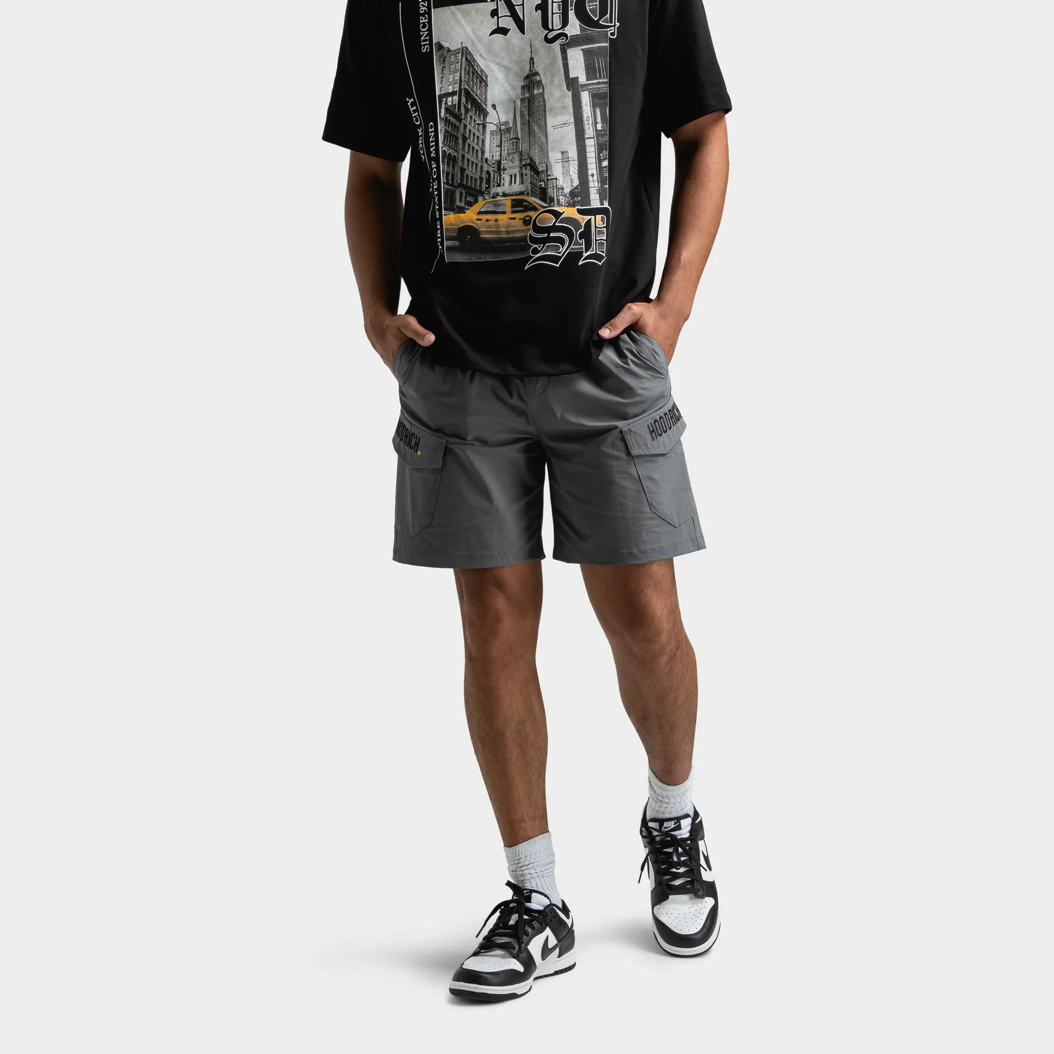 Mens Hoodrich Hoodrich District Woven Cargo Shorts Lava Smoke / Black - Lychee