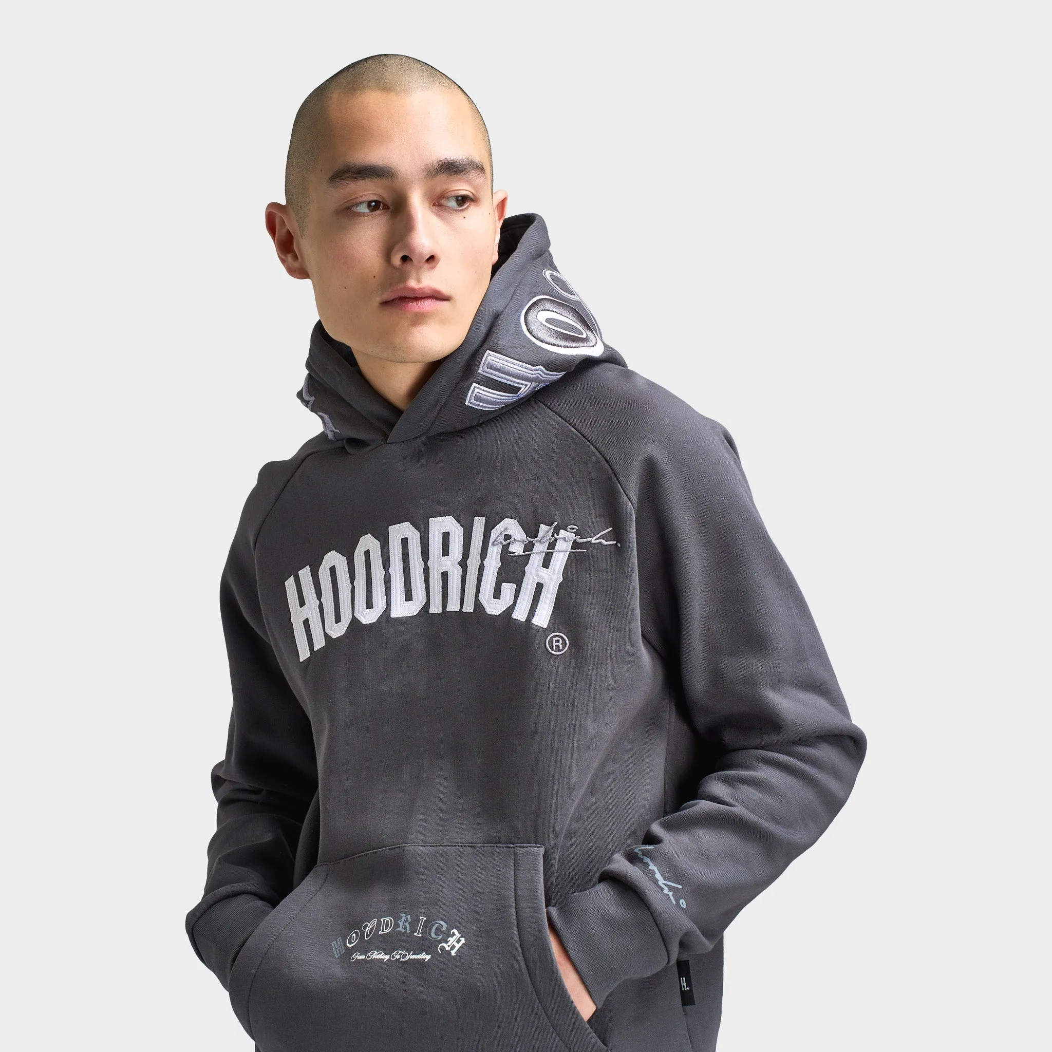 Mens Hoodrich Hoodrich Heat V3 Pullover Hoodie Asphalt / White - Monument