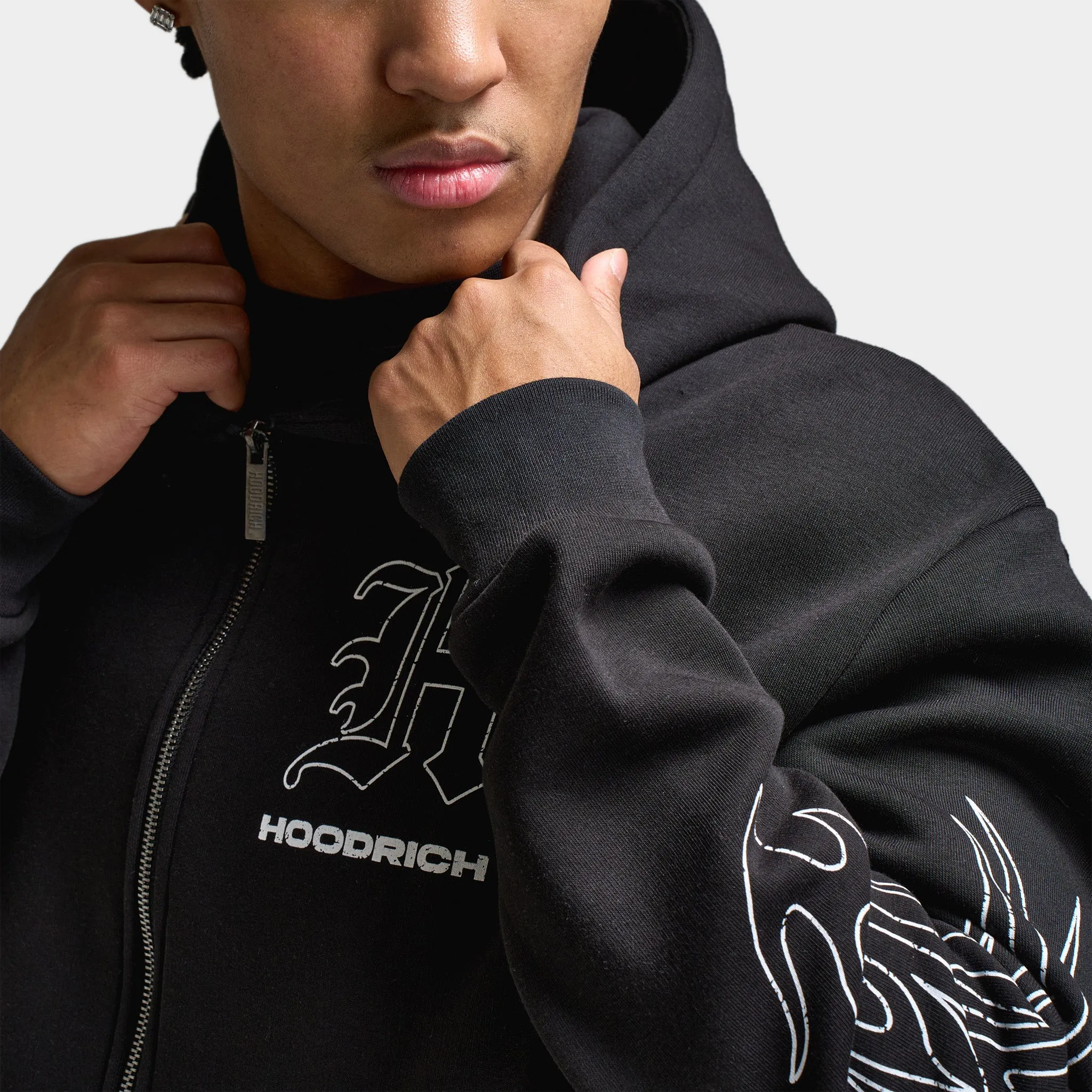 Mens Hoodrich Hoodrich Oversized Chromatic Full Zip Hoodie Black / Grey