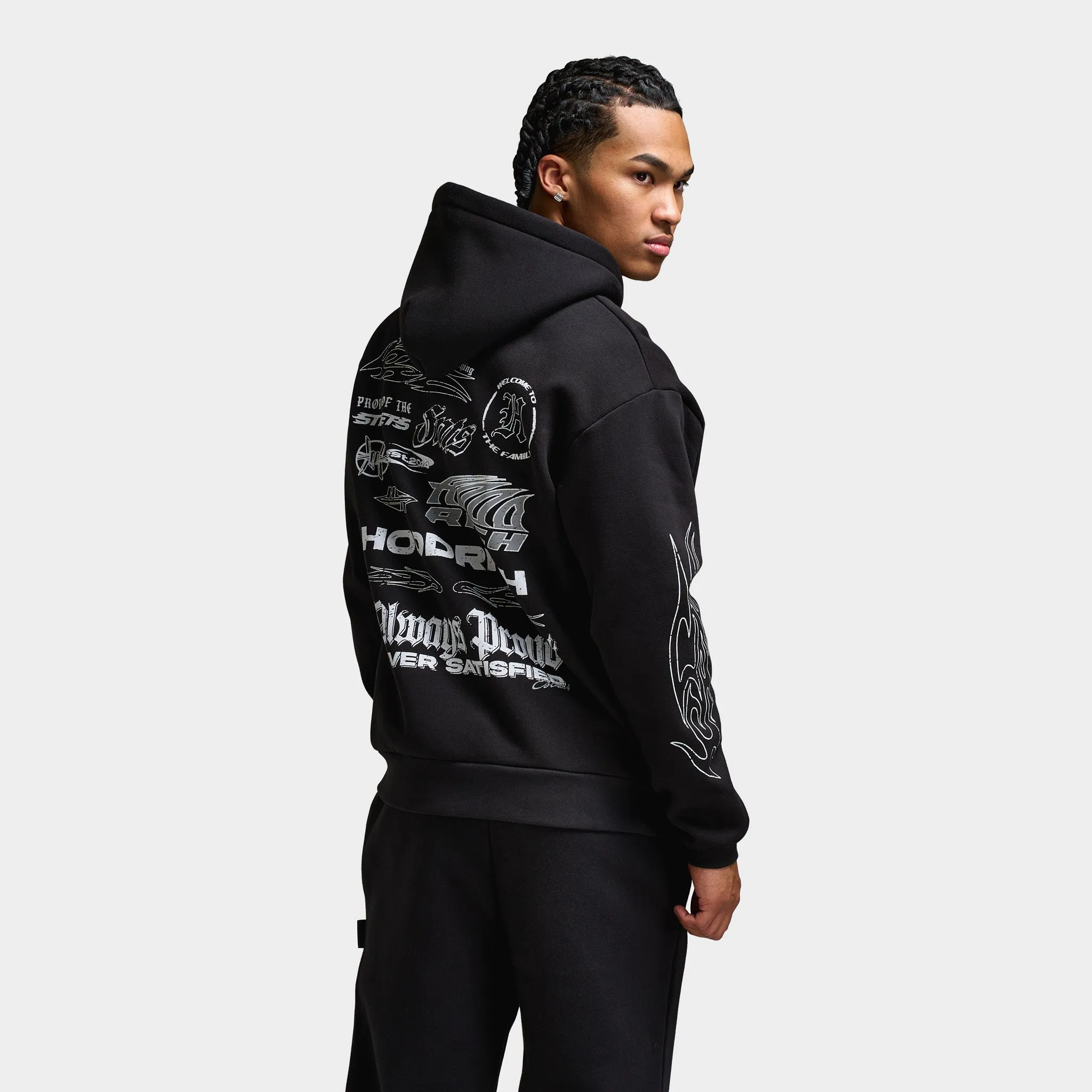 Mens Hoodrich Hoodrich Oversized Chromatic Full Zip Hoodie Black / Grey