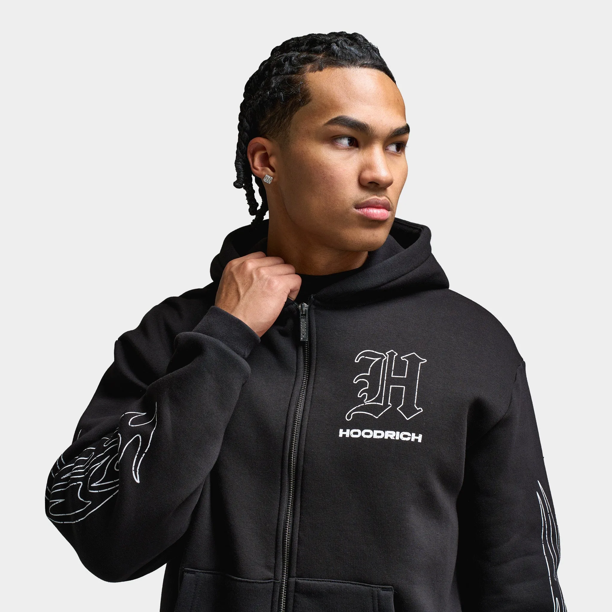 Mens Hoodrich Hoodrich Oversized Chromatic Full Zip Hoodie Black / Grey