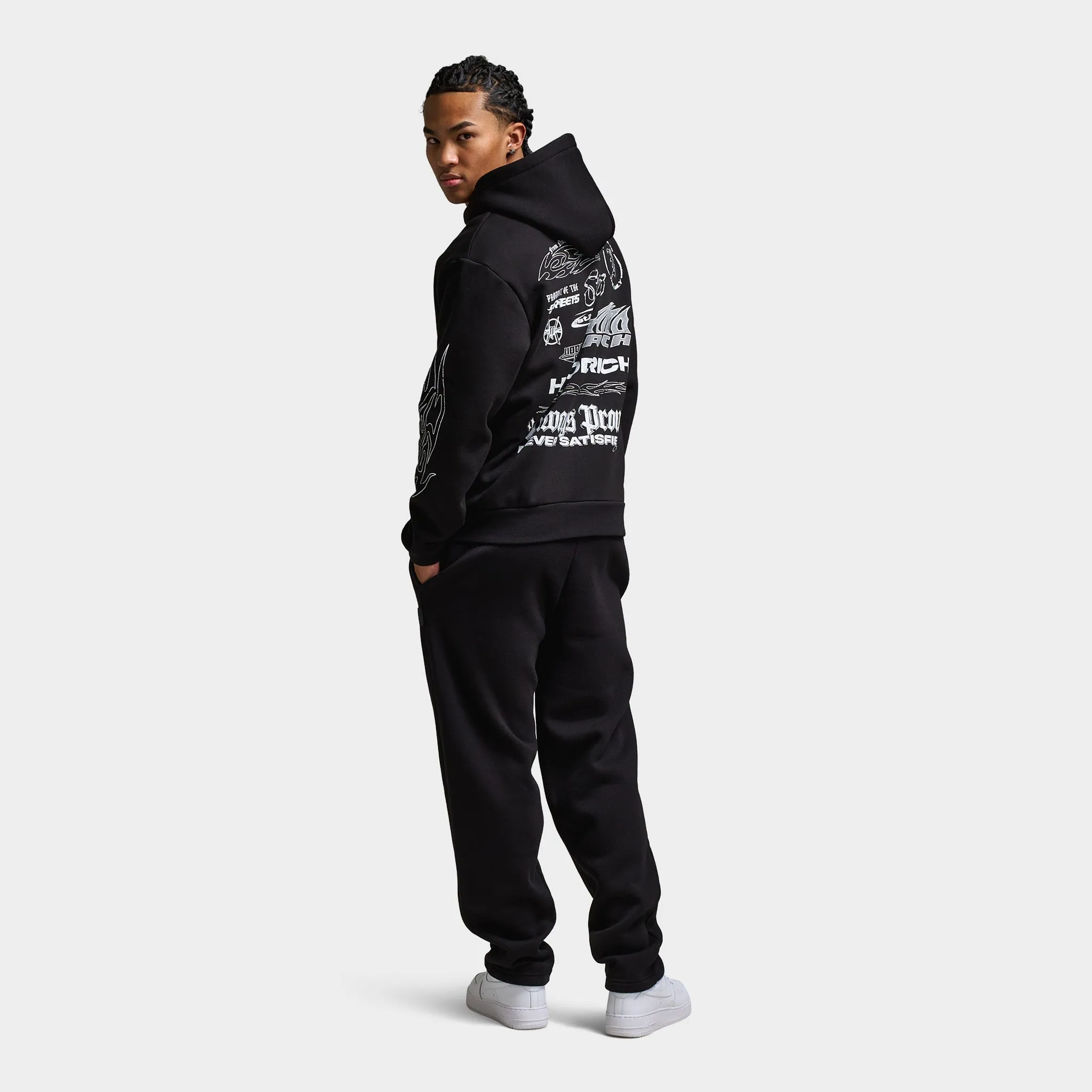 Mens Hoodrich Hoodrich Oversized Chromatic Full Zip Hoodie Black / Grey