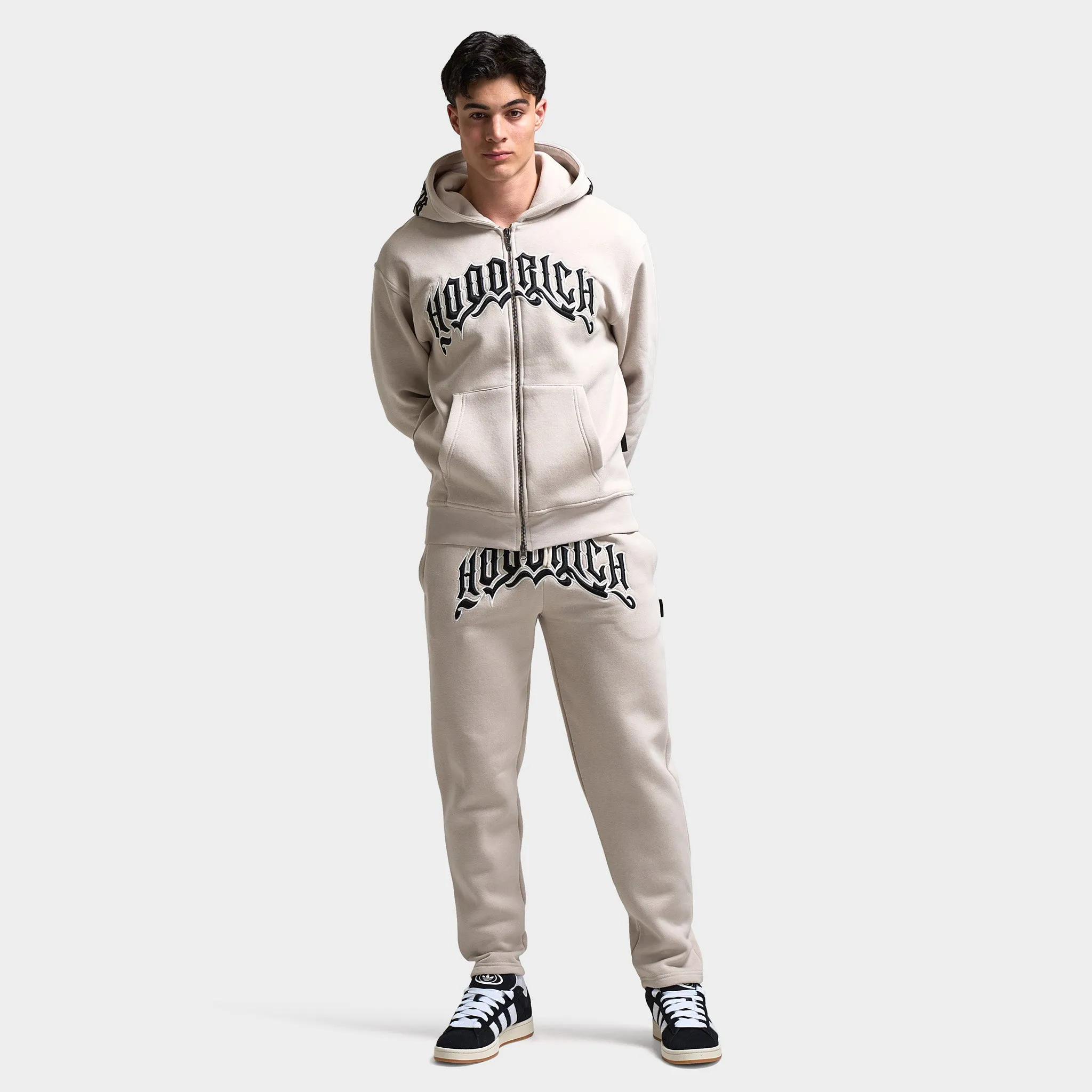 Mens Hoodrich Hoodrich Ritual Oversized Zip Up Hoodie Silver Grey / Blanc De Blank - Black