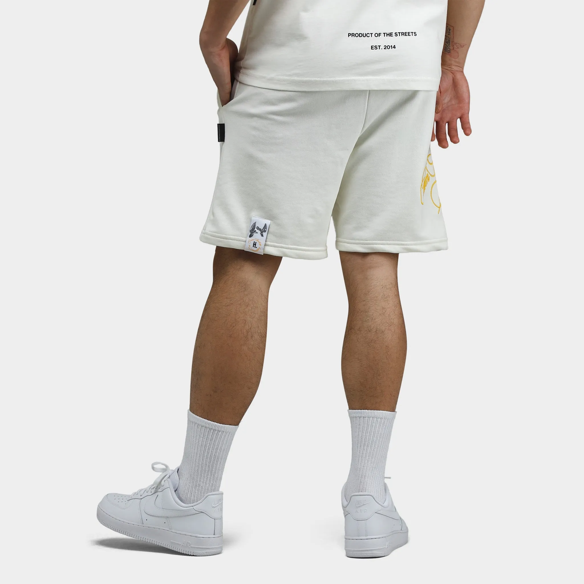 Mens Hoodrich Hoodrich Take Flight V2 Shorts Egret / Black - Daylily