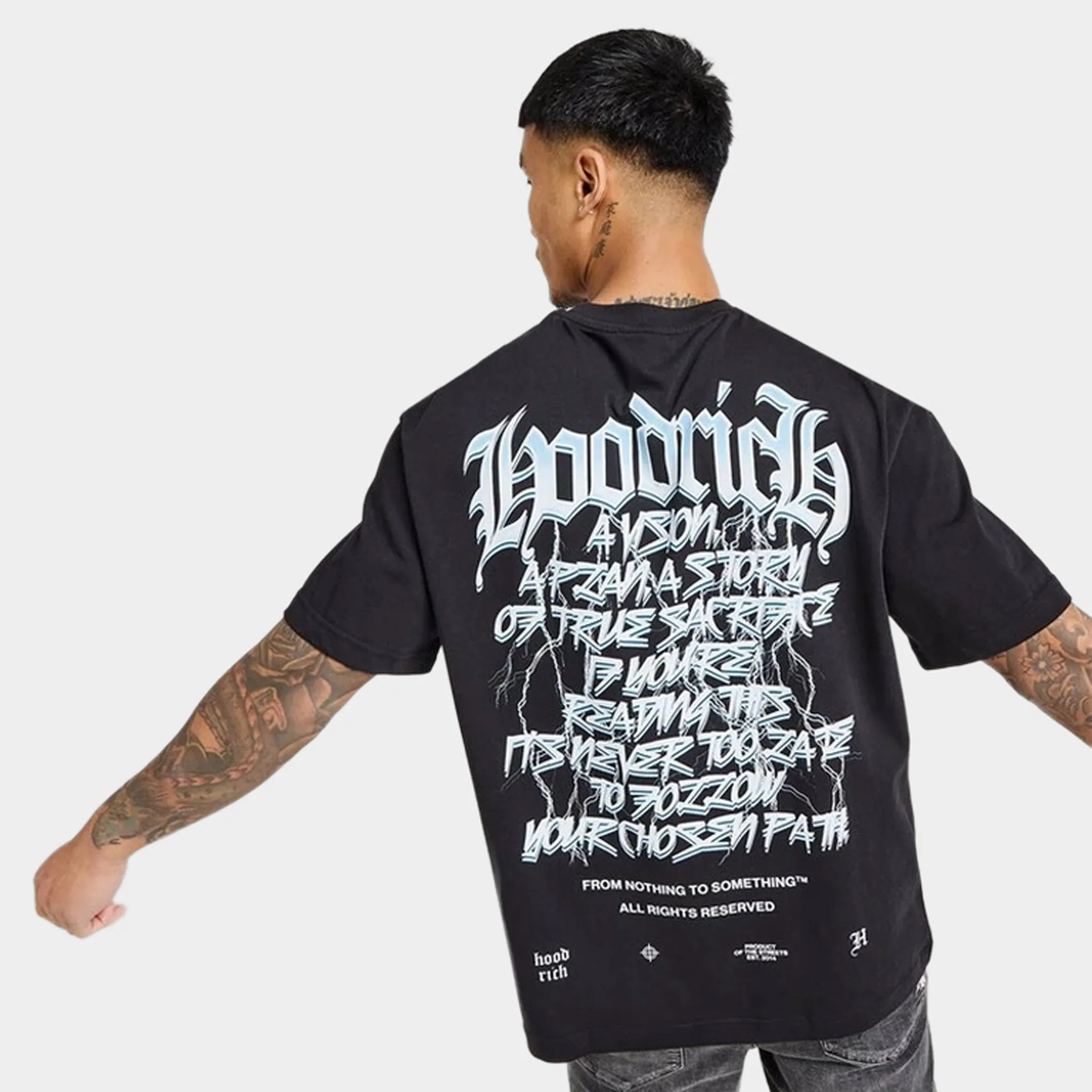 Mens Hoodrich Hoodrich Tornado Oversized Graphic T-Shirt Black / White - Blue