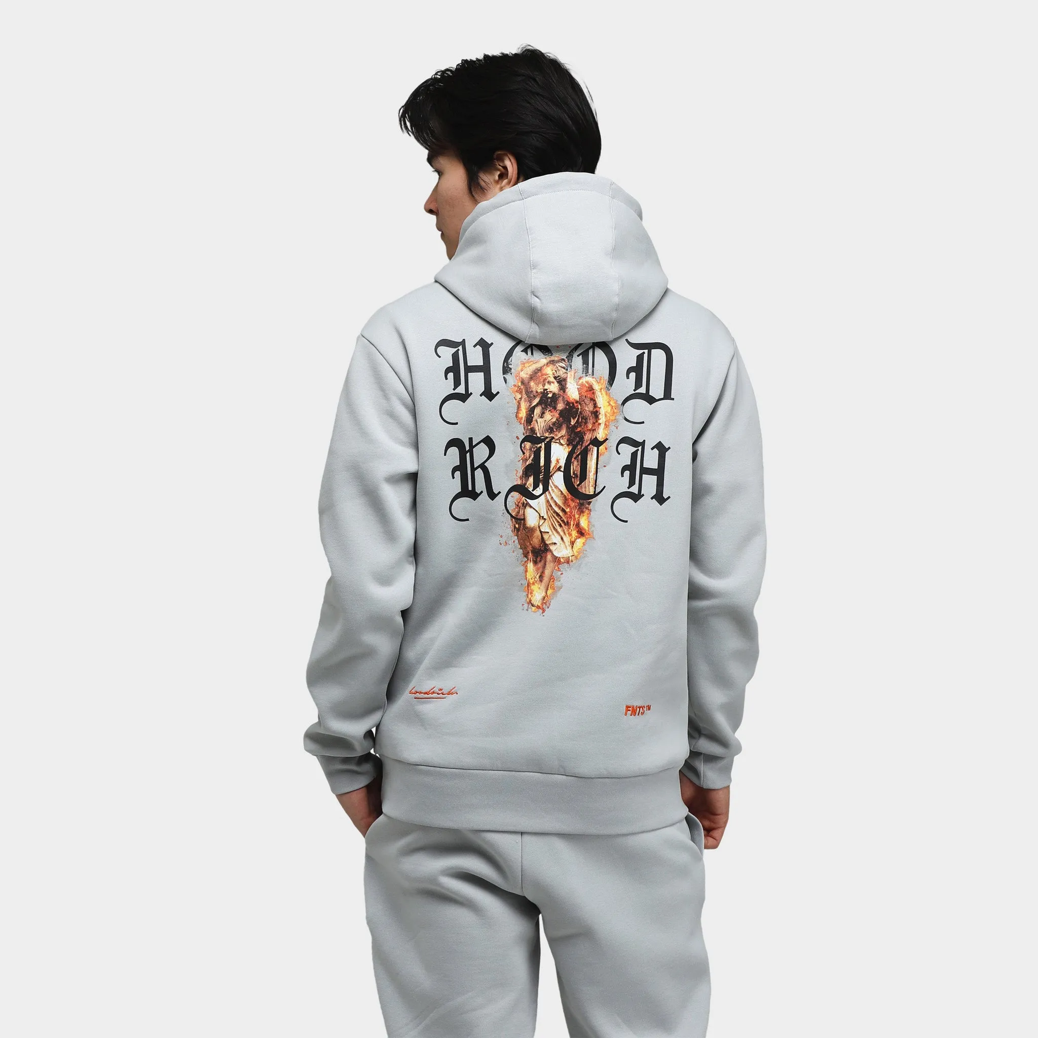 Mens Hoodrich Hoodrich Vici Pullover Hoodie Harbor Mist / White - Persimmon Orange