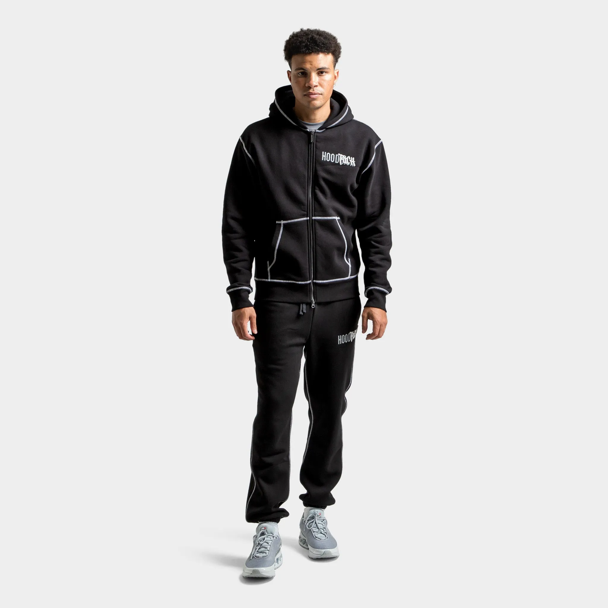 Mens Hoodrich Hoodrich Wandal Zip-through Hoodie Black / Lava Smoke - Quiet Grey