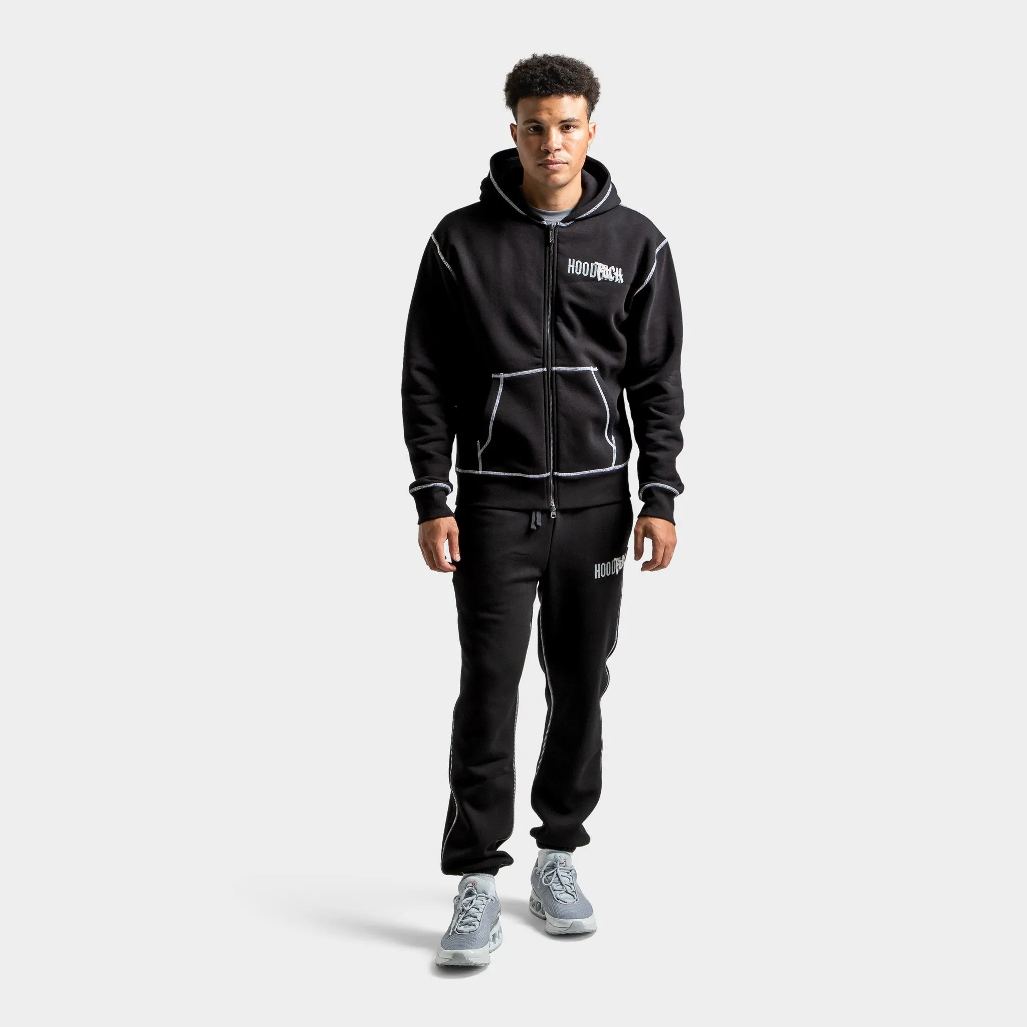 Mens Hoodrich Hoodrich Wandal Zip-through Hoodie Black / Lava Smoke - Quiet Grey