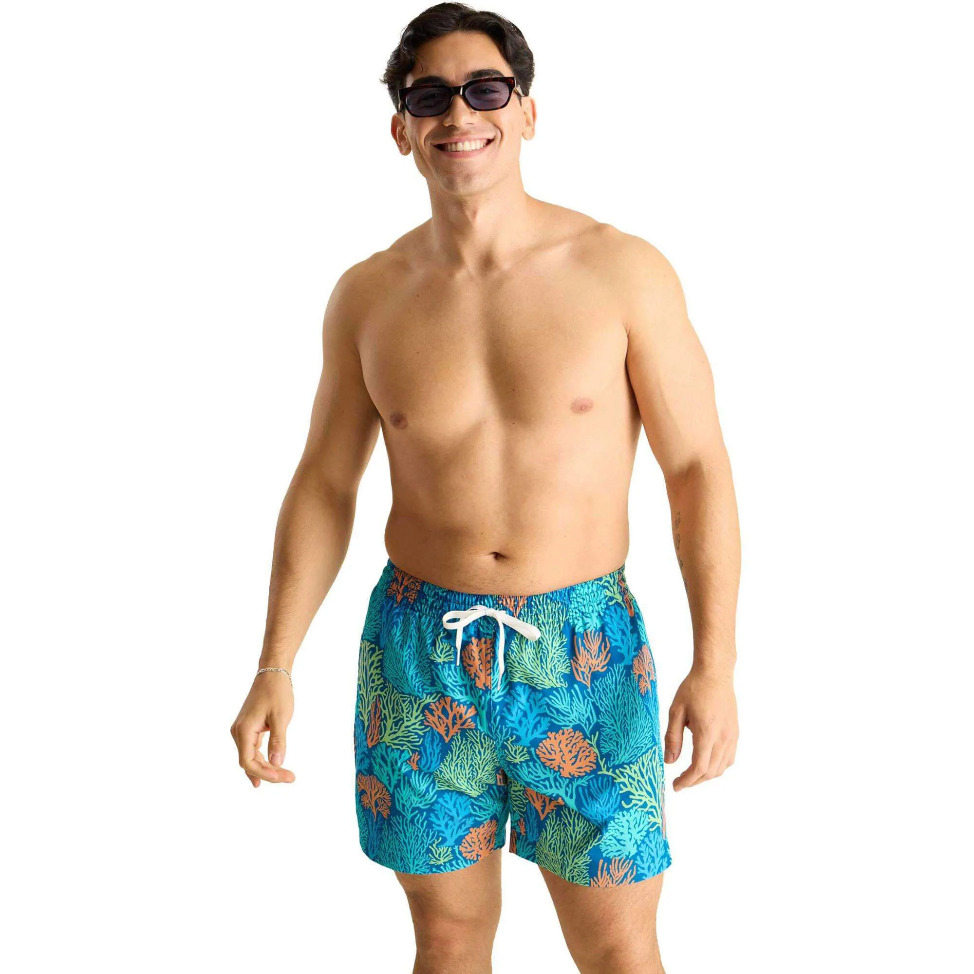 Mens Johnnie-O Chubbies 5.5-Inch The Coral Quarrels Swim Trunks - Bright Blue