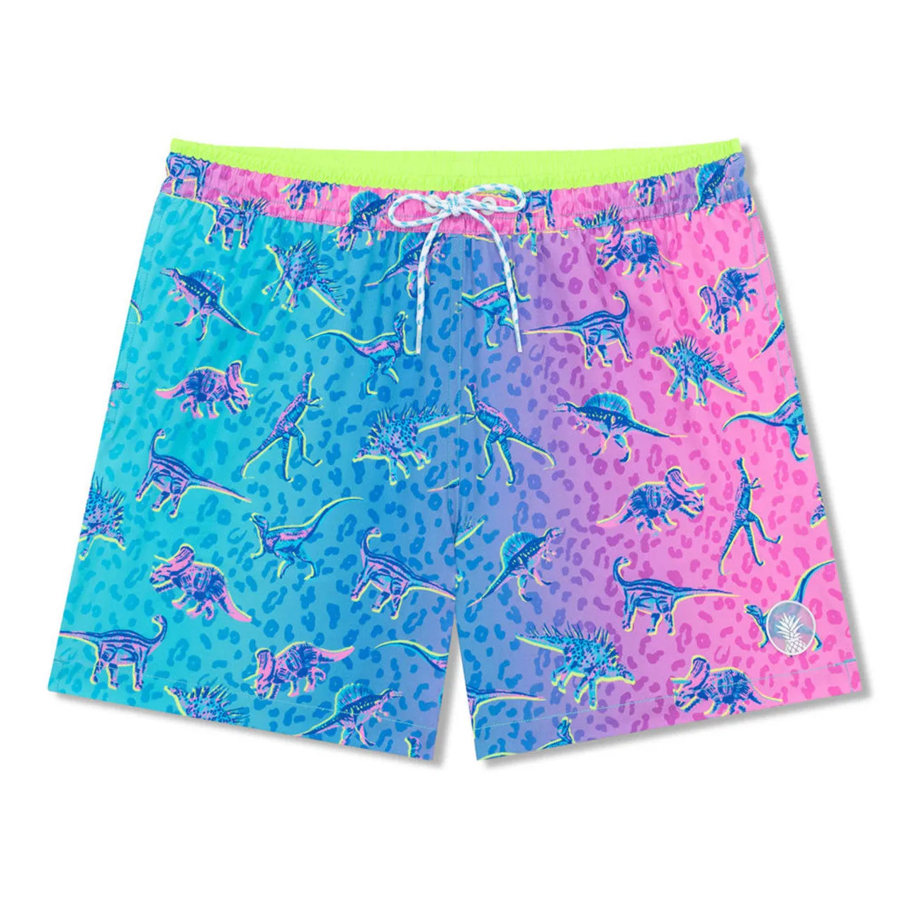 Mens Johnnie-O Chubbies 5.5-Inch The Dino Delights Swim Trunks - Turquoise/Aqua