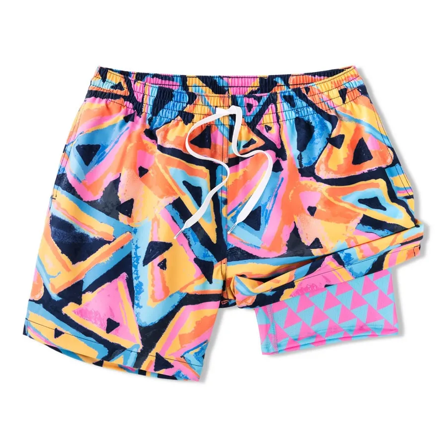 Mens Johnnie-O Chubbies 5.5-Inch The Exploding Nachos Swim Trunks - Bright Pink