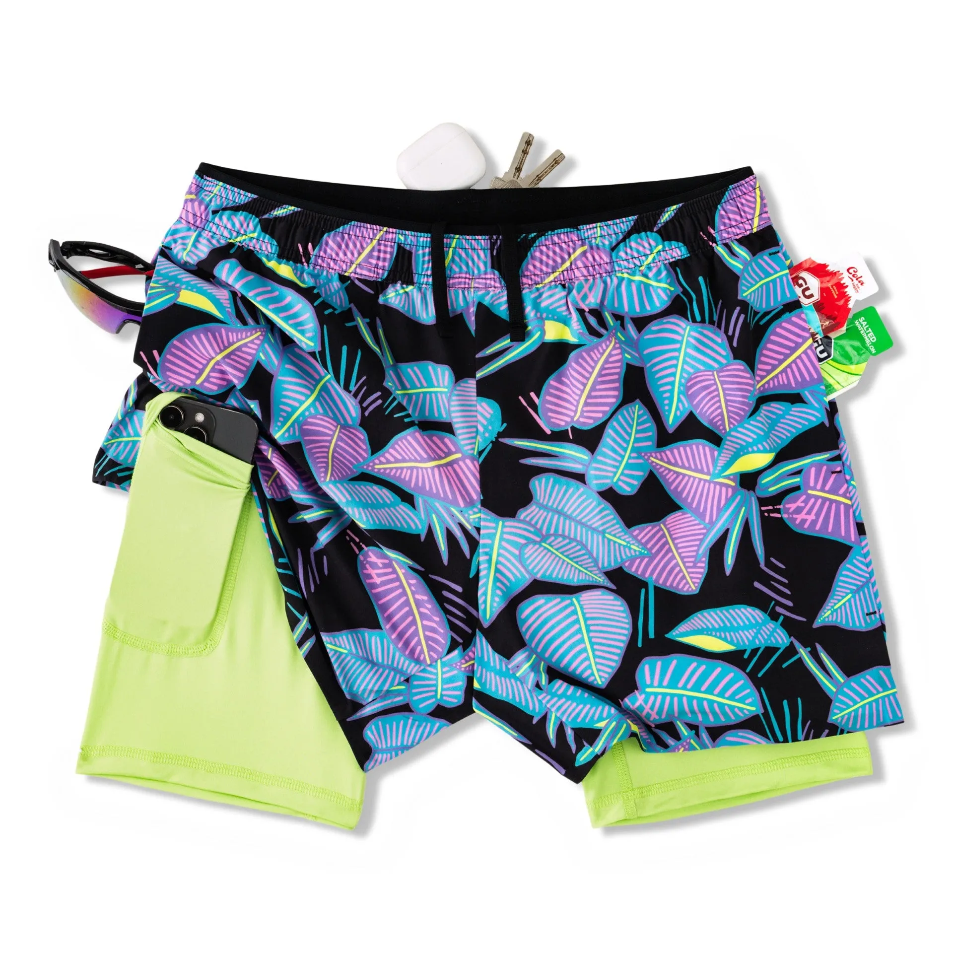 Mens Johnnie-O Chubbies 5.5-Inch The Fluorescent Funk Training Shorts - Black - Pattern Base (Plaids)