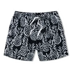 Mens Johnnie-O Chubbies 5.5-Inch The Midnight Thigh-napples Swim Trunks - Black - Pattern Base (Plaids)