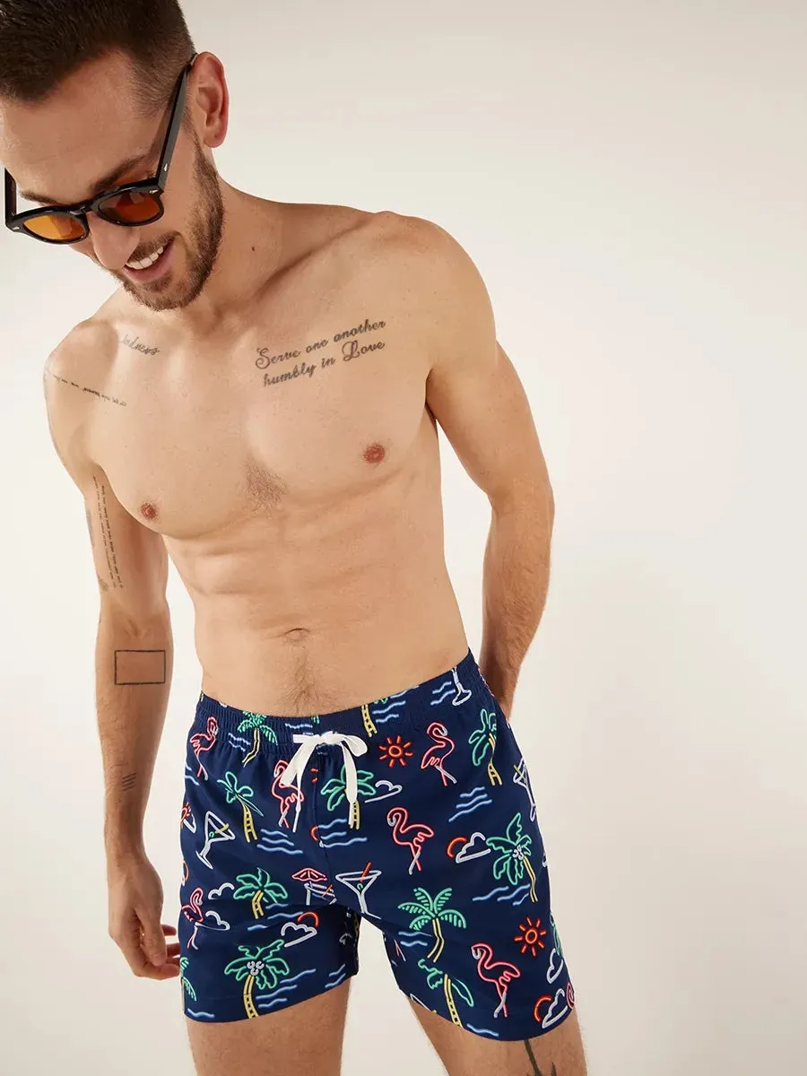 Mens Johnnie-O Chubbies 5.5-Inch The Neon Lights Swim Trunks - Navy