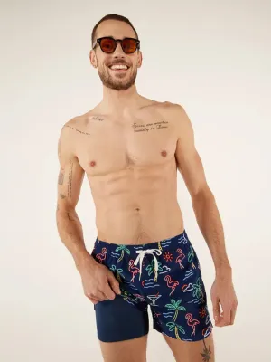 Mens Johnnie-O Chubbies 5.5-Inch The Neon Lights Swim Trunks - Navy