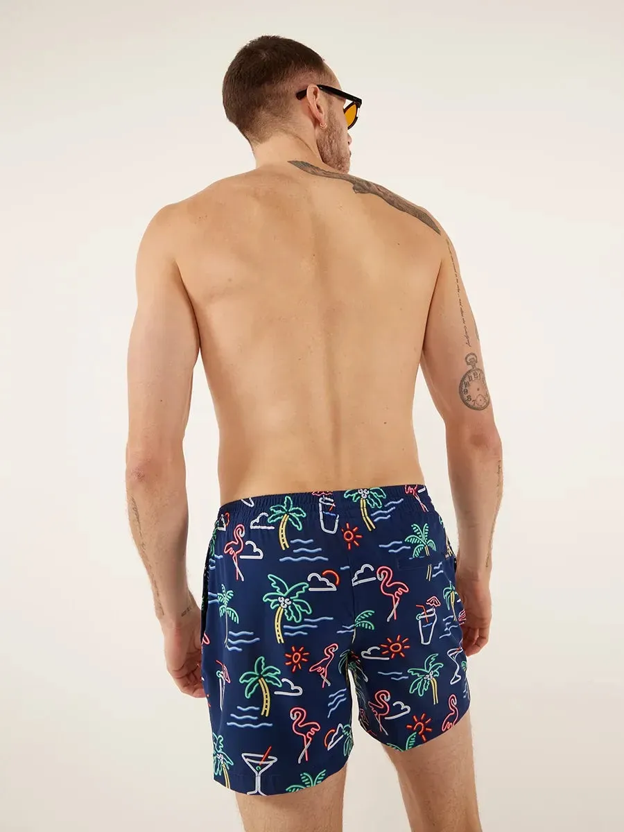 Mens Johnnie-O Chubbies 5.5-Inch The Neon Lights Swim Trunks - Navy