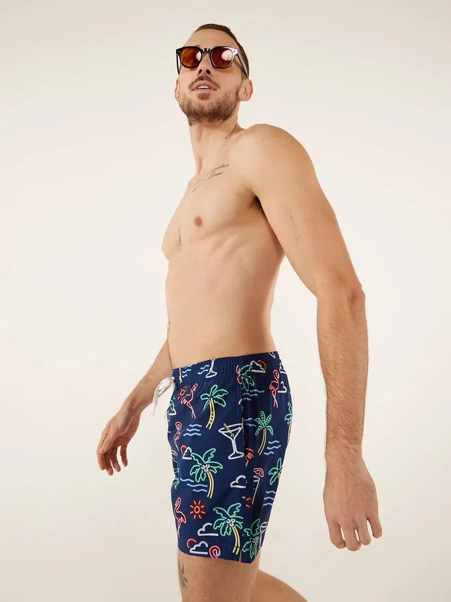 Mens Johnnie-O Chubbies 5.5-Inch The Neon Lights Swim Trunks - Navy