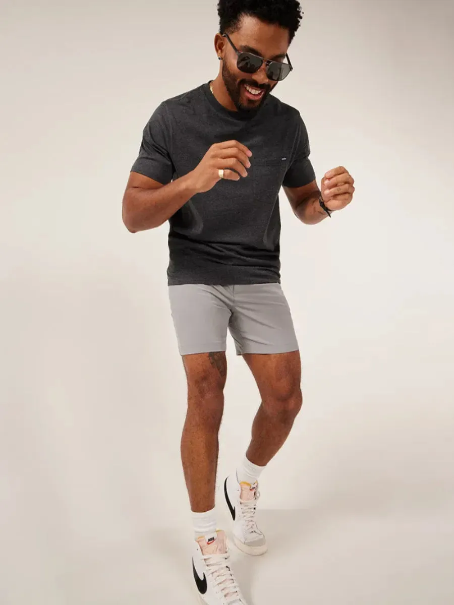 Mens Johnnie-O Chubbies 6-Inch The World's Grayest Performance Shorts - Medium Grey - Solid