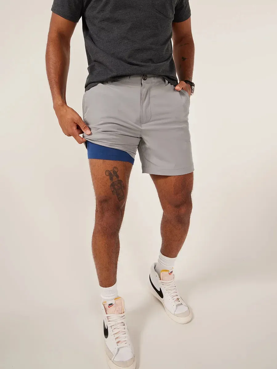 Mens Johnnie-O Chubbies 6-Inch The World's Grayest Performance Shorts - Medium Grey - Solid