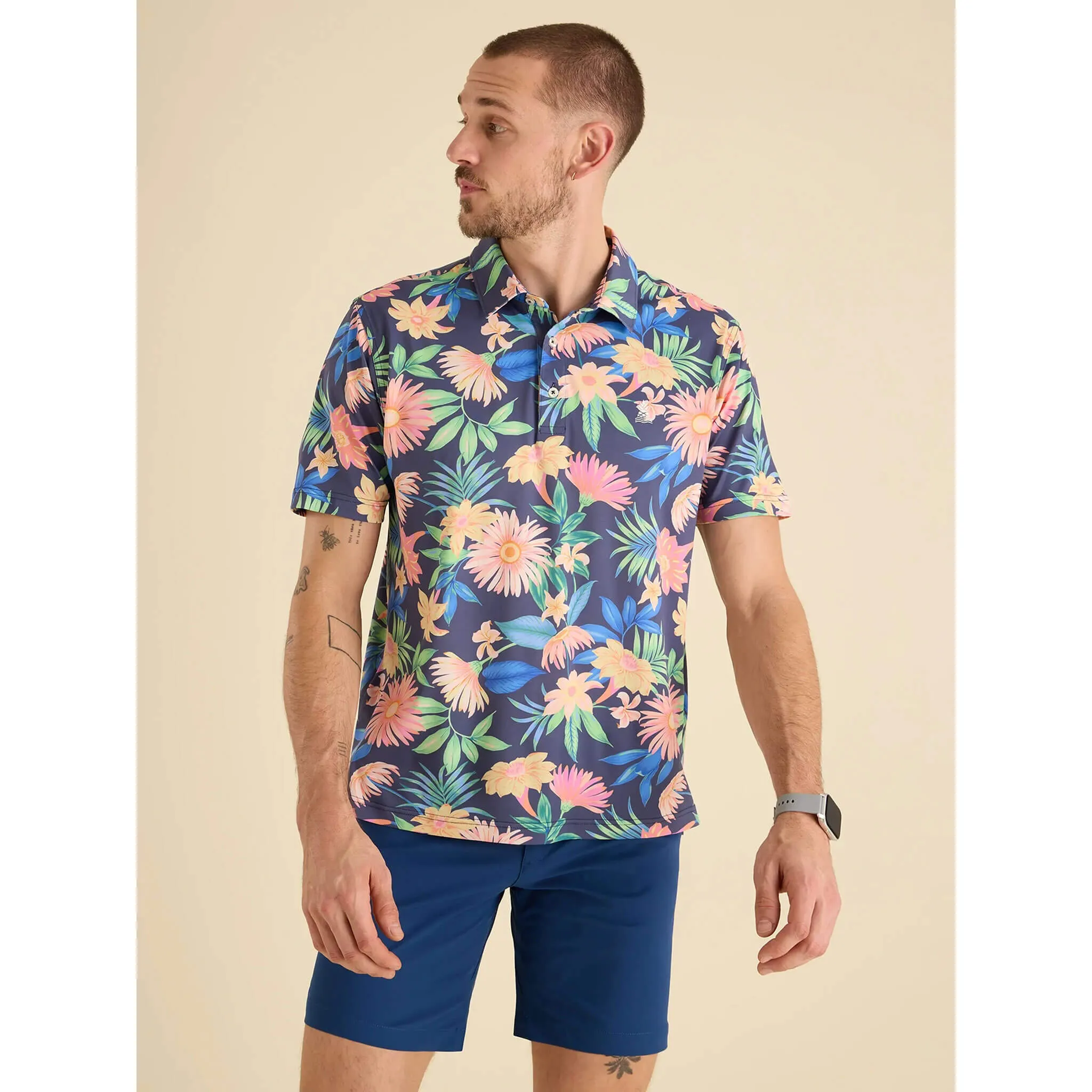 Mens Johnnie-O Chubbies The Big Bloomer Polo Shirt - Navy