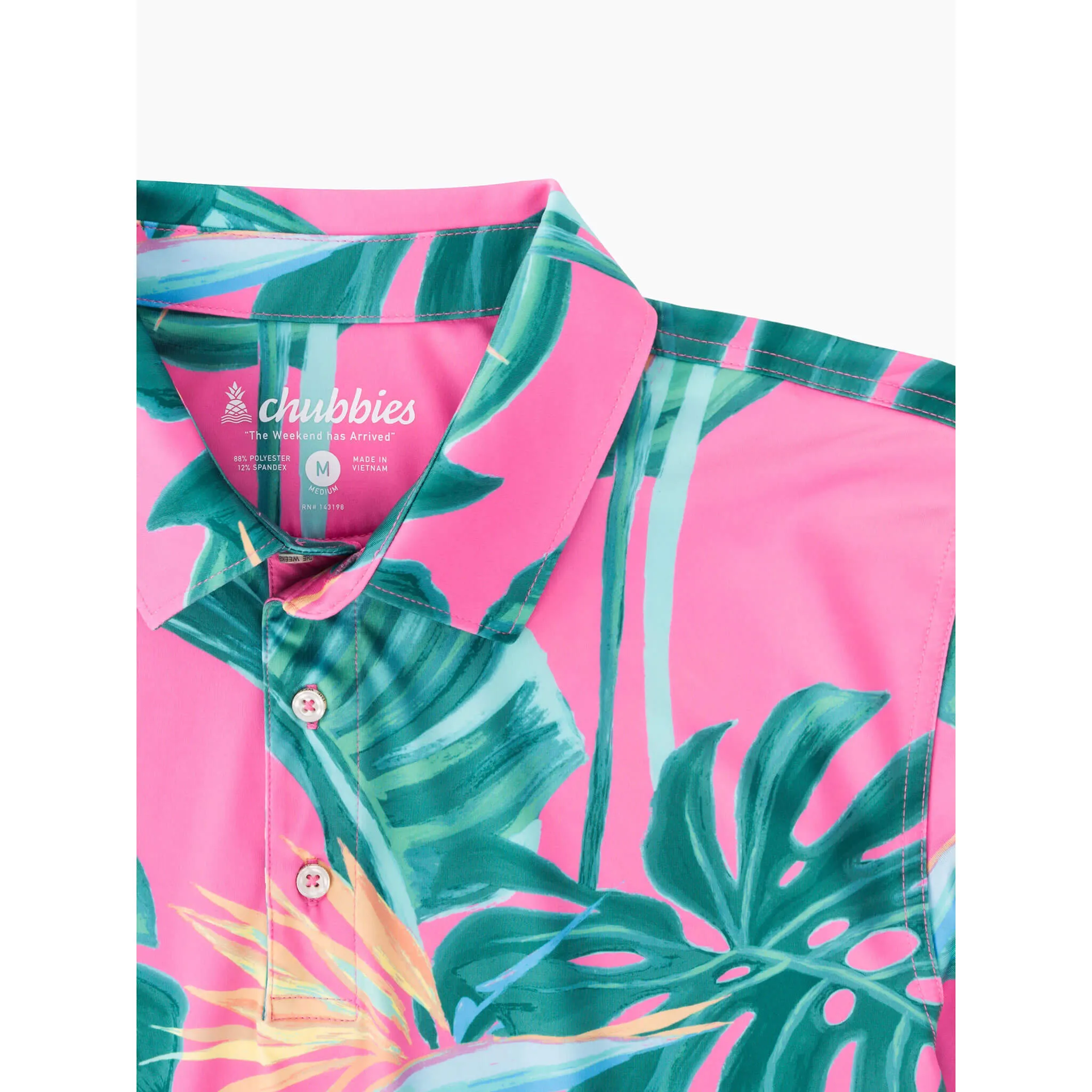 Mens Johnnie-O Chubbies The Birds of Paradise Performance Polo Shirt - Bright Pink