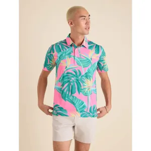 Mens Johnnie-O Chubbies The Birds of Paradise Performance Polo Shirt - Bright Pink