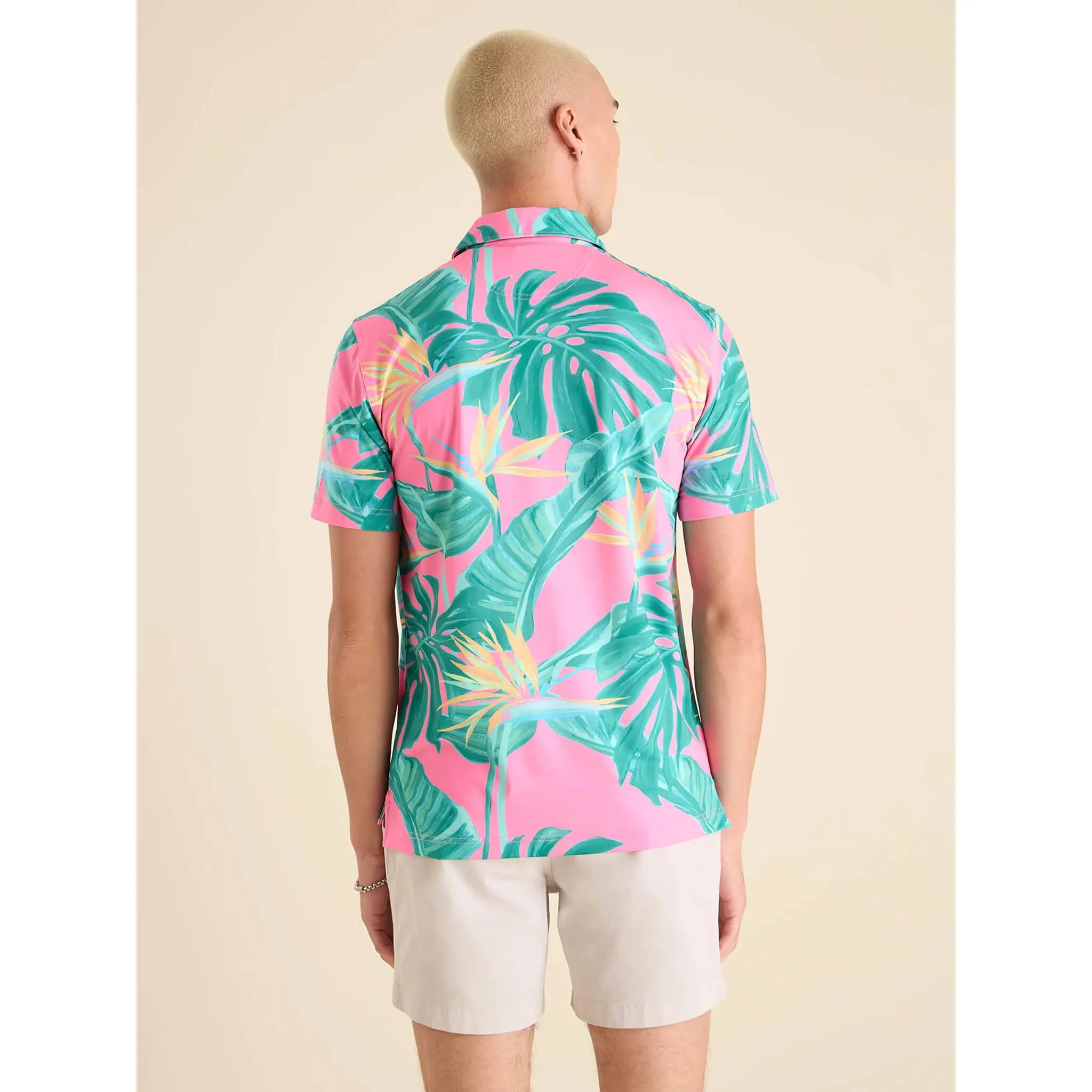 Mens Johnnie-O Chubbies The Birds of Paradise Performance Polo Shirt - Bright Pink