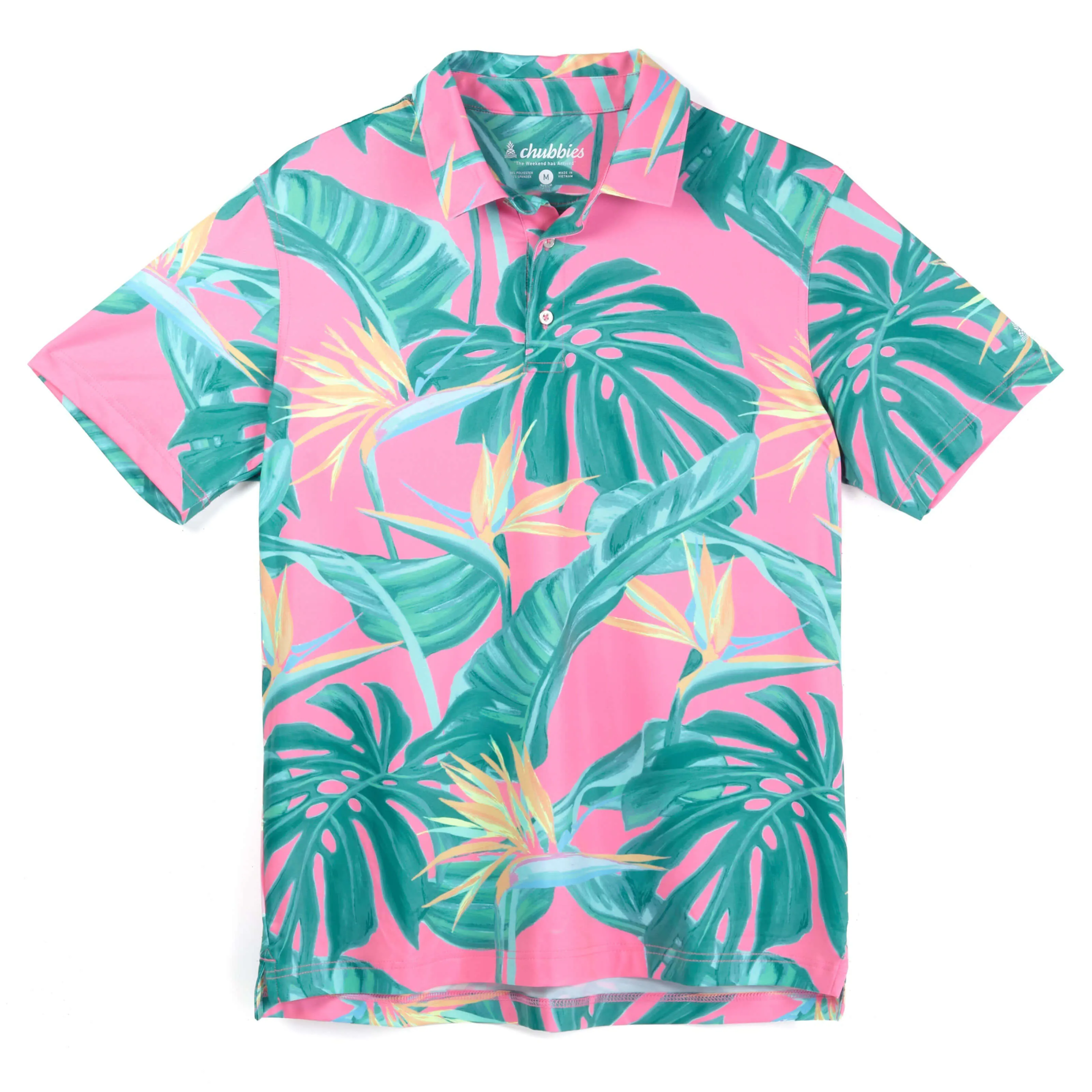 Mens Johnnie-O Chubbies The Birds of Paradise Performance Polo Shirt - Bright Pink