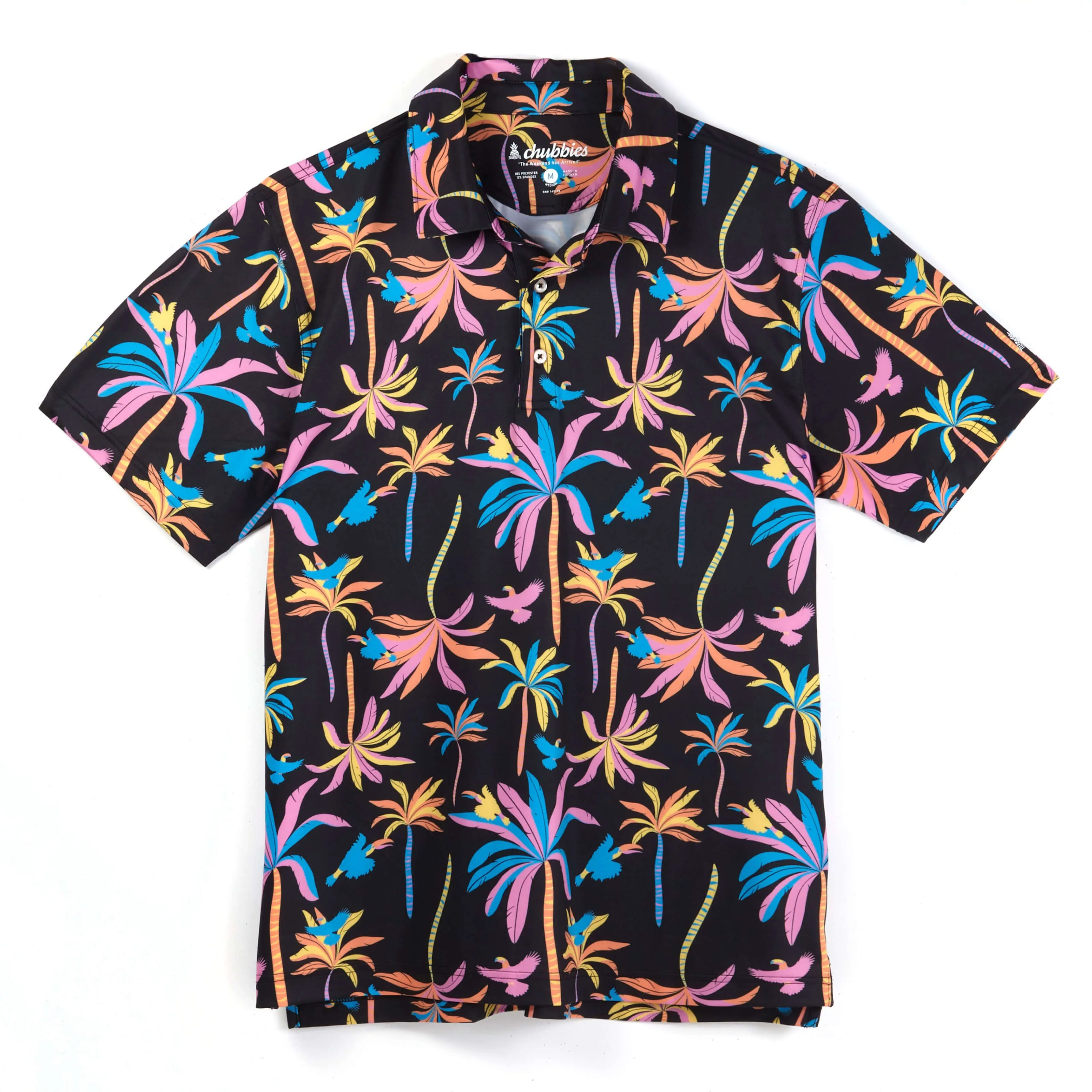 Mens Johnnie-O Chubbies The Black Light Night Performance Polo Shirt - Black - Pattern Base (Plaids)
