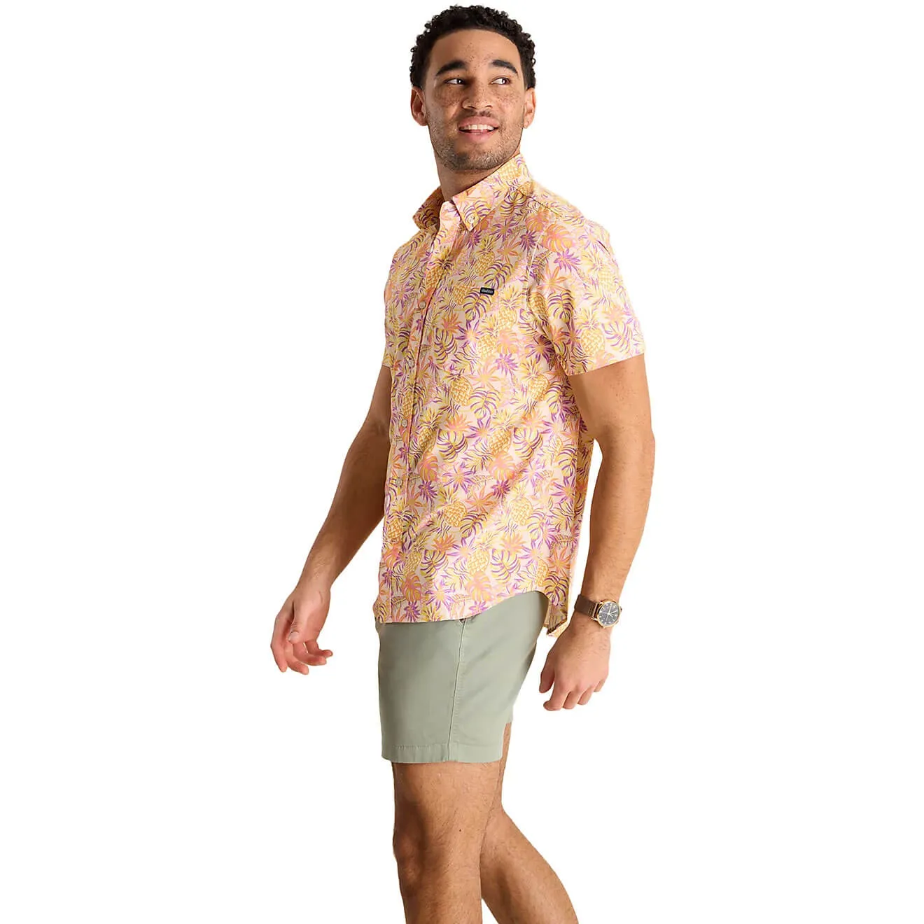 Mens Johnnie-O Chubbies The Fool Me Once Performance Short Sleeve Sport Shirt - Medium Orange
