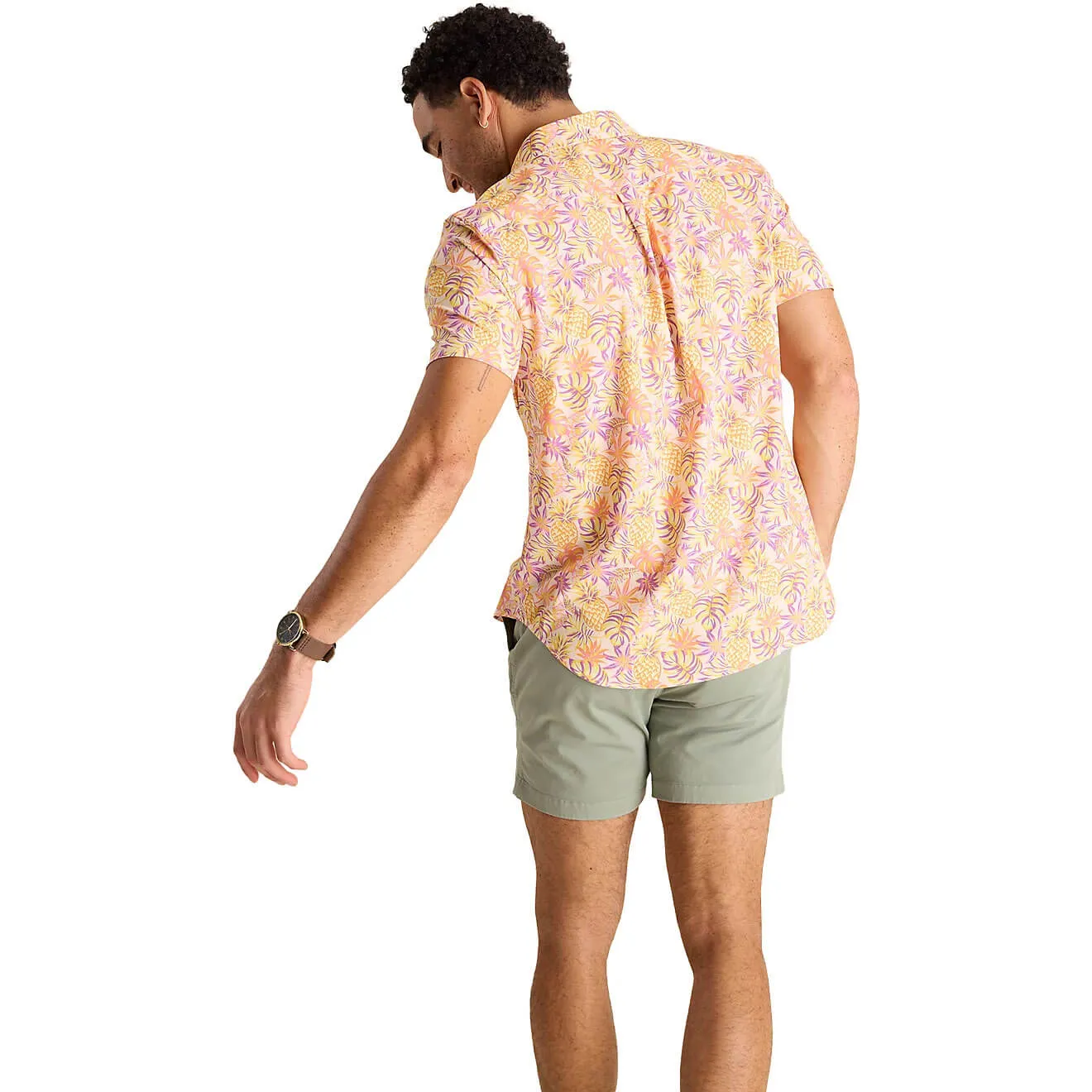 Mens Johnnie-O Chubbies The Fool Me Once Performance Short Sleeve Sport Shirt - Medium Orange