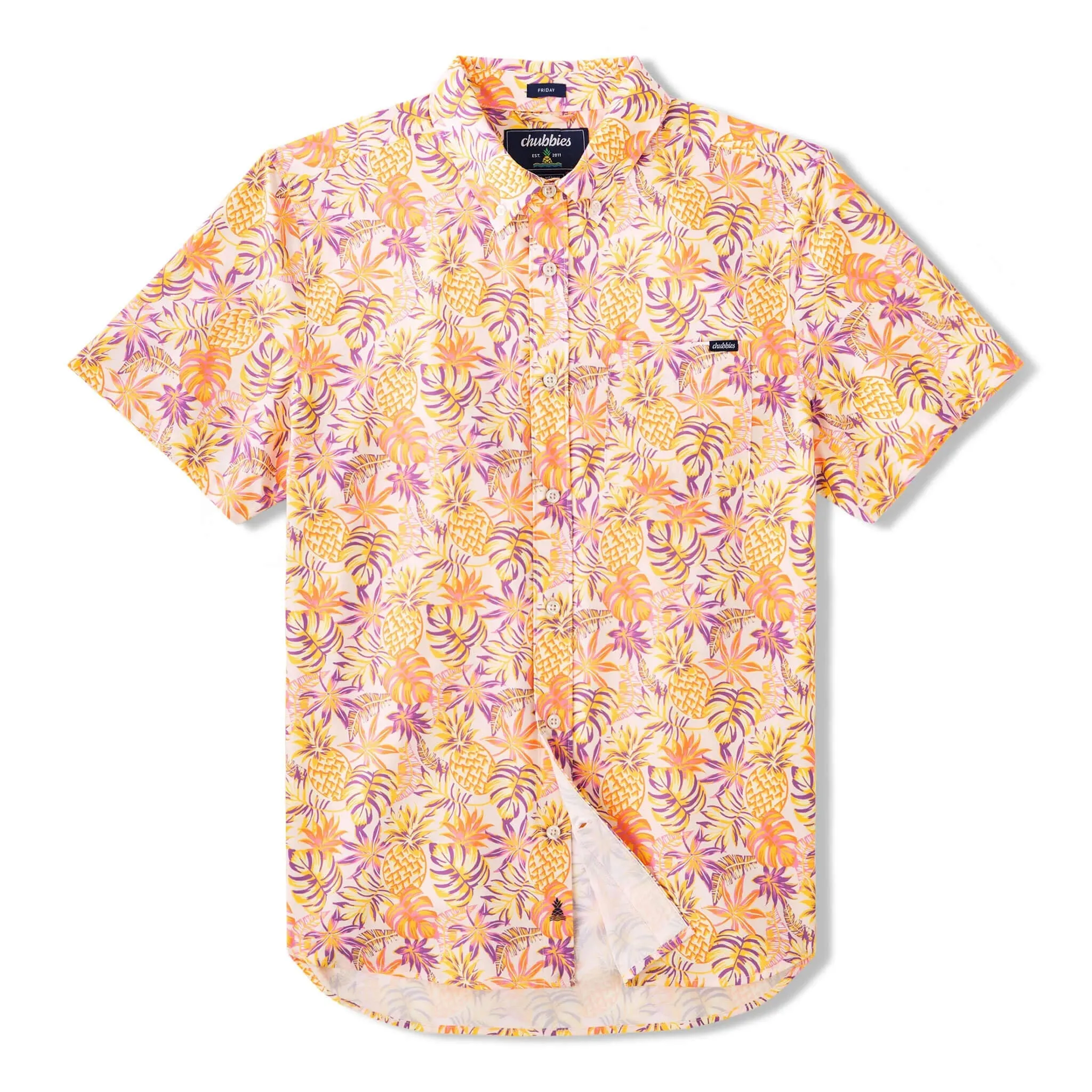 Mens Johnnie-O Chubbies The Fool Me Once Performance Short Sleeve Sport Shirt - Medium Orange