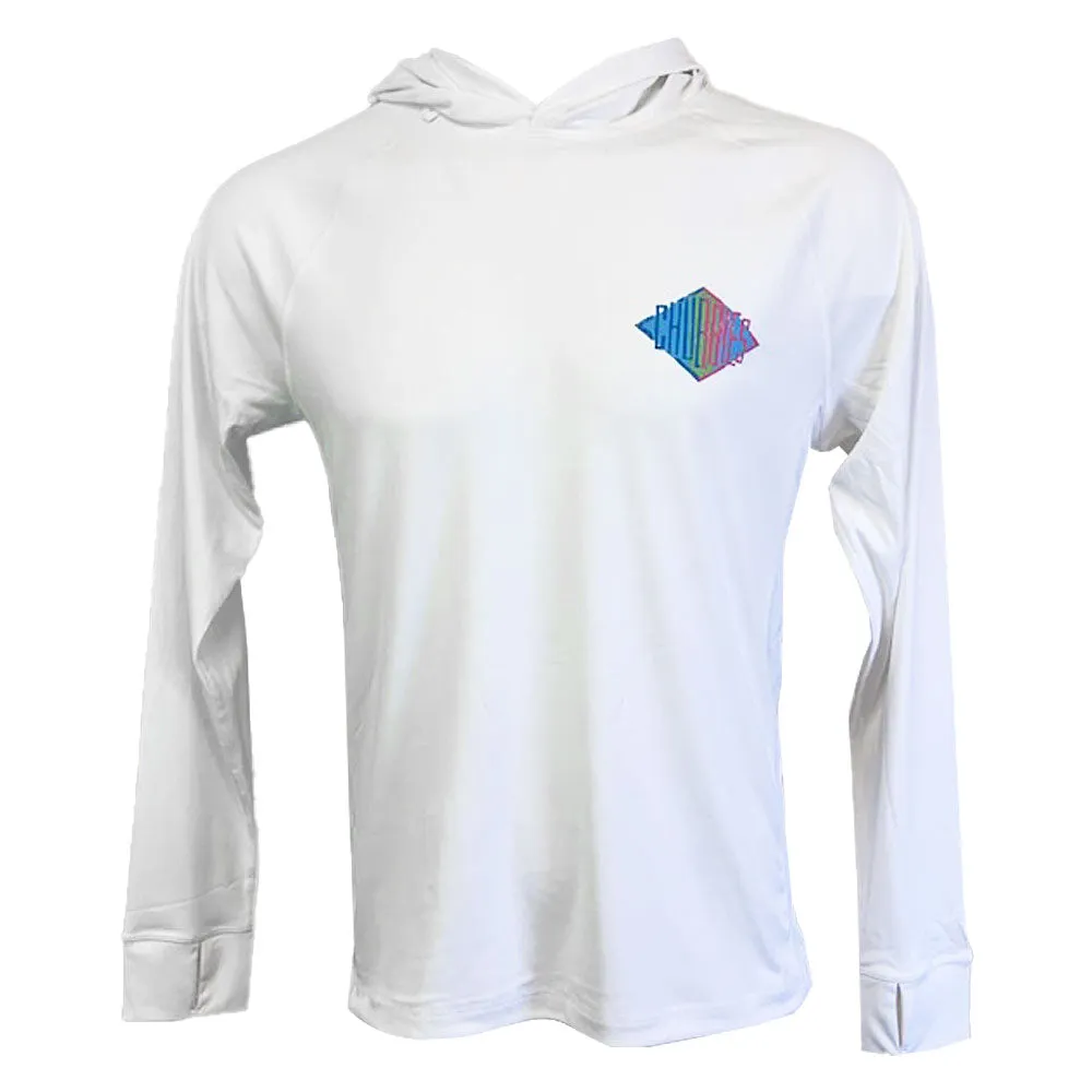 Mens Johnnie-O Chubbies The High Tide Long Sleeve Sun Hoodie T-Shirt - Off White - Solid