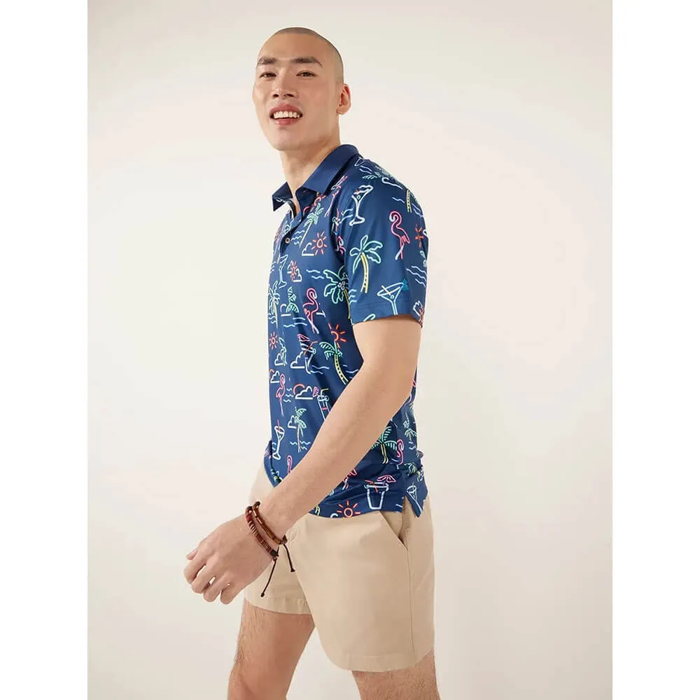 Mens Johnnie-O Chubbies The Neon Light Performance Polo Shirt - Navy