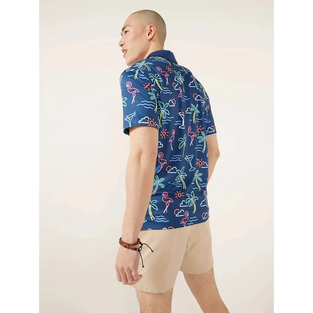 Mens Johnnie-O Chubbies The Neon Light Performance Polo Shirt - Navy