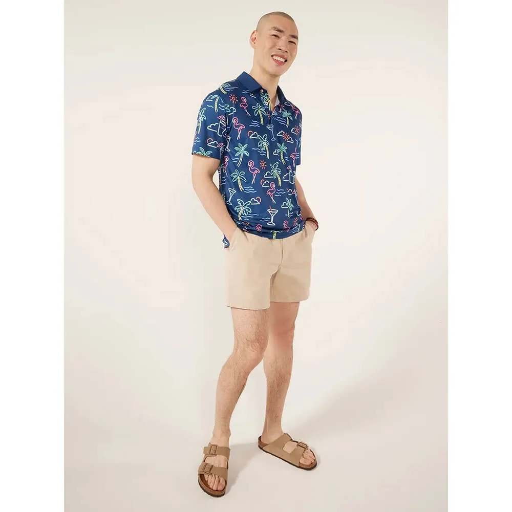 Mens Johnnie-O Chubbies The Neon Light Performance Polo Shirt - Navy