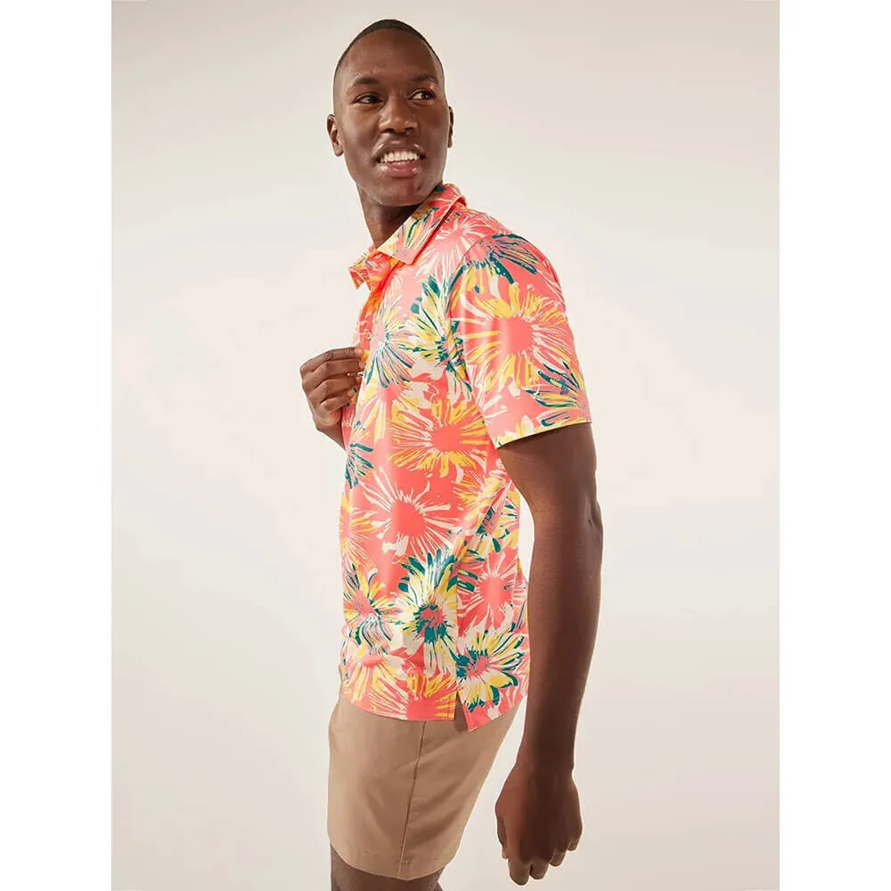 Mens Johnnie-O Chubbies The P.I. Performance Polo Shirt - Coral