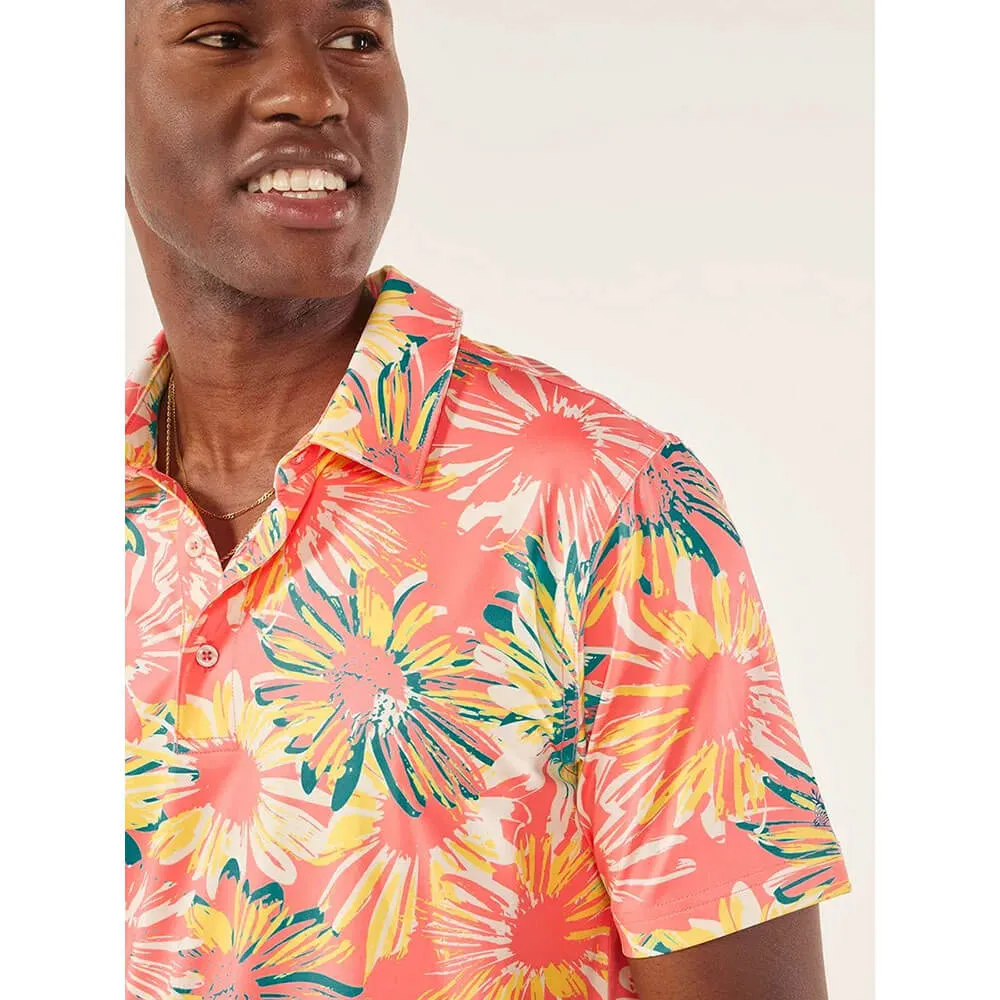 Mens Johnnie-O Chubbies The P.I. Performance Polo Shirt - Coral