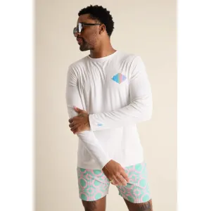 Mens Johnnie-O Chubbies The Reflector Long Sleeve Sun Crew Neck T-Shirt - Pure White