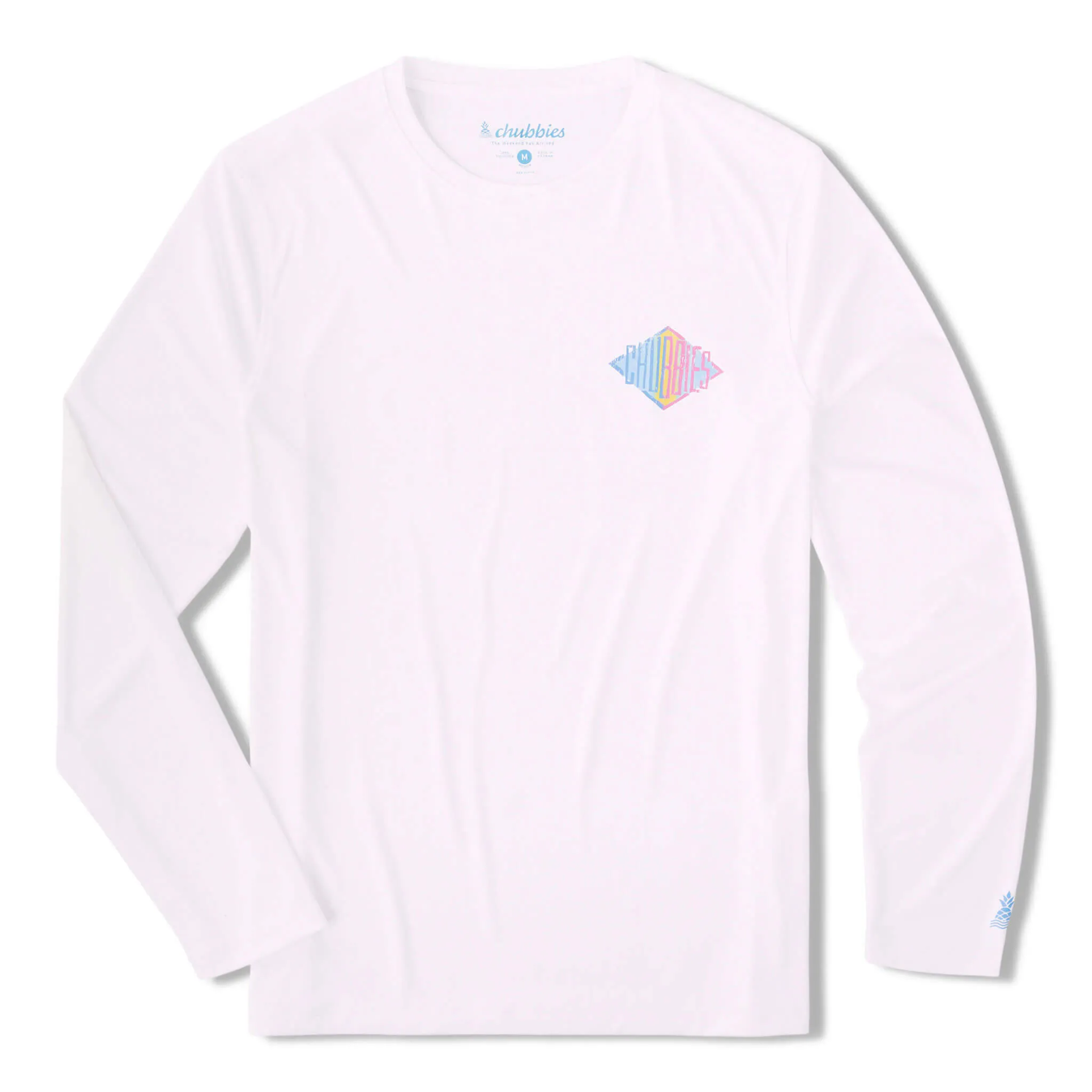 Mens Johnnie-O Chubbies The Reflector Long Sleeve Sun Crew Neck T-Shirt - Pure White