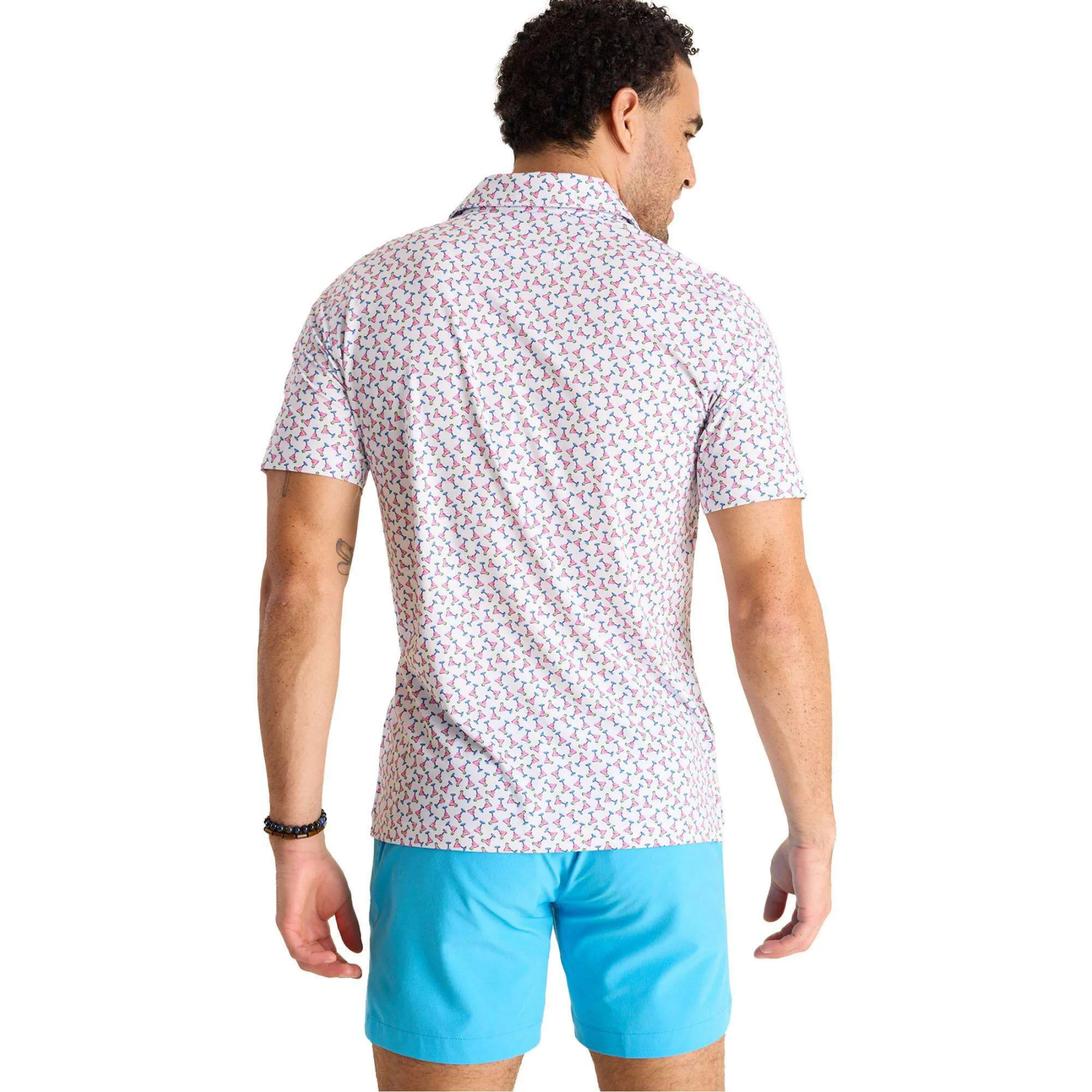 Mens Johnnie-O Chubbies The Shaken, Not Stirred Performance Polo Shirt - Optic White - Pattern Base (Includes Plaids)