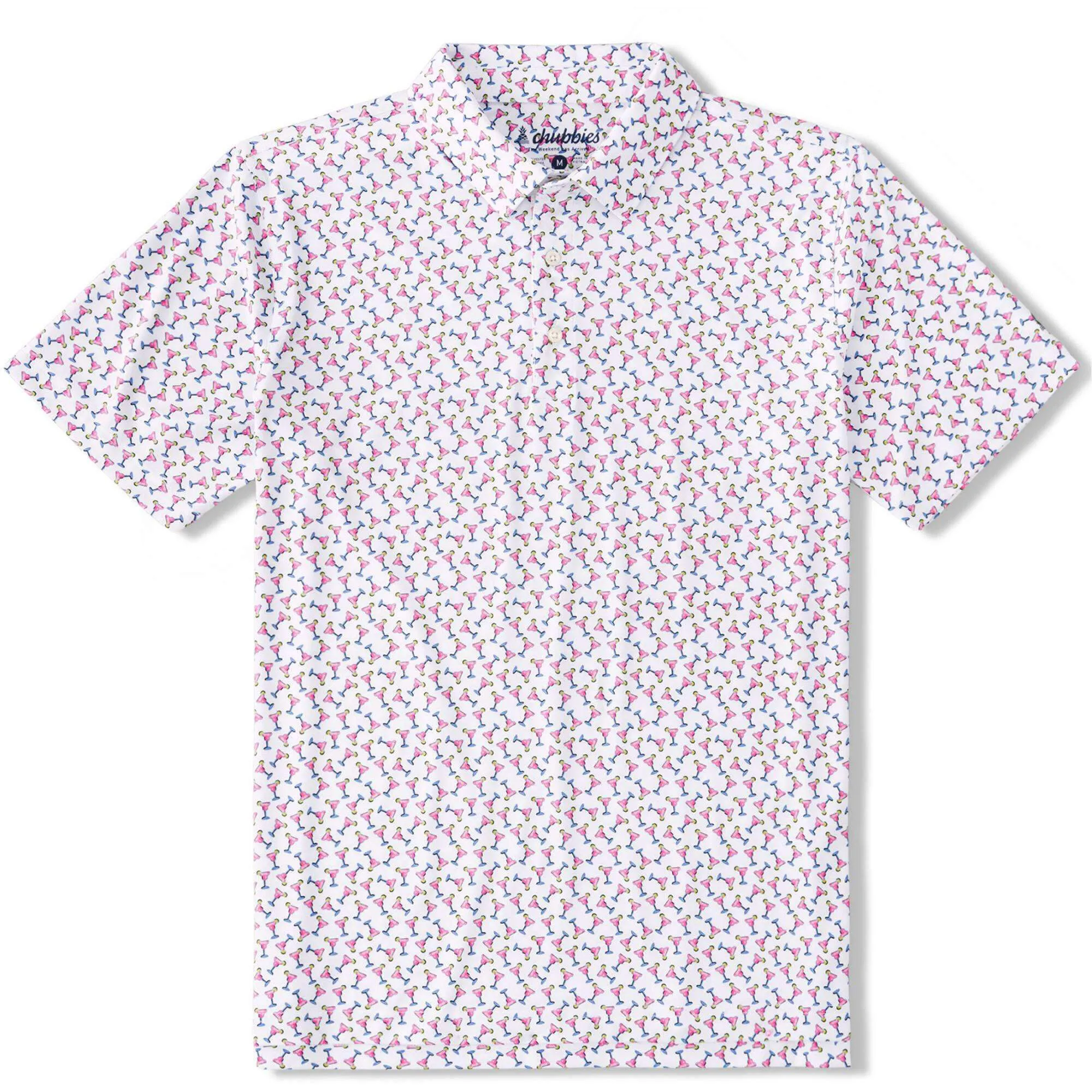 Mens Johnnie-O Chubbies The Shaken, Not Stirred Performance Polo Shirt - Optic White - Pattern Base (Includes Plaids)