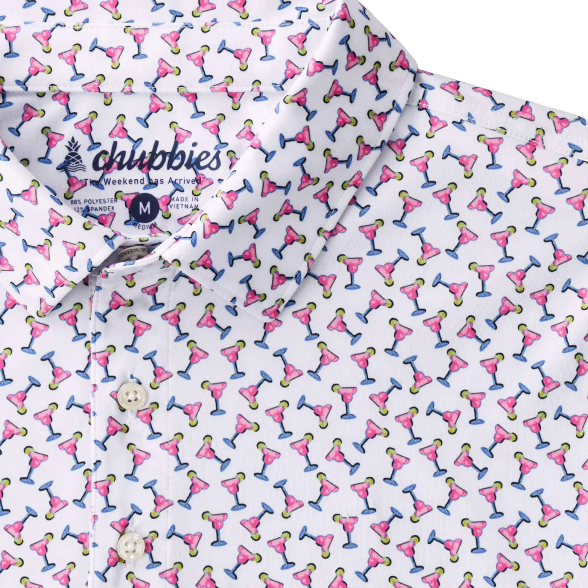Mens Johnnie-O Chubbies The Shaken, Not Stirred Performance Polo Shirt - Optic White - Pattern Base (Includes Plaids)