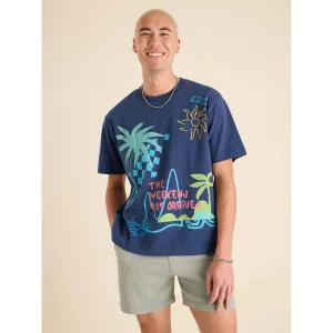 Mens Johnnie-O Chubbies The Sketchy Oversized T-Shirt - Navy