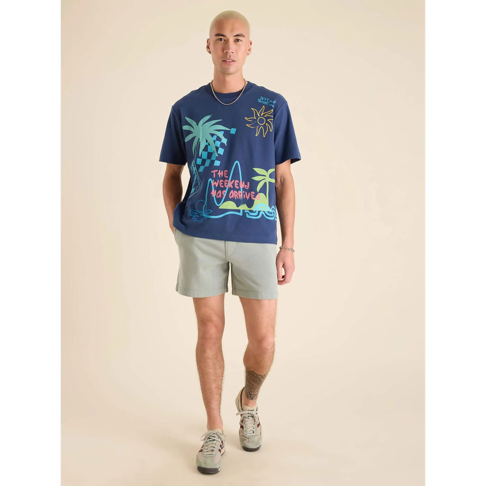 Mens Johnnie-O Chubbies The Sketchy Oversized T-Shirt - Navy