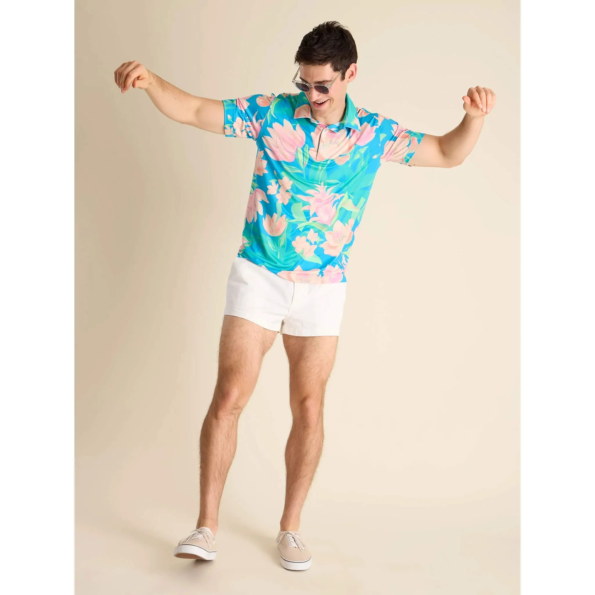Mens Johnnie-O Chubbies The Stop & Smell The Roses Performance Polo Shirt - Bright Blue