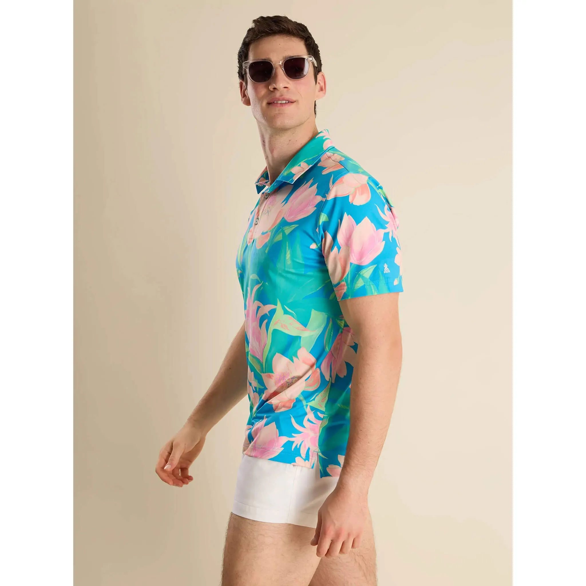 Mens Johnnie-O Chubbies The Stop & Smell The Roses Performance Polo Shirt - Bright Blue