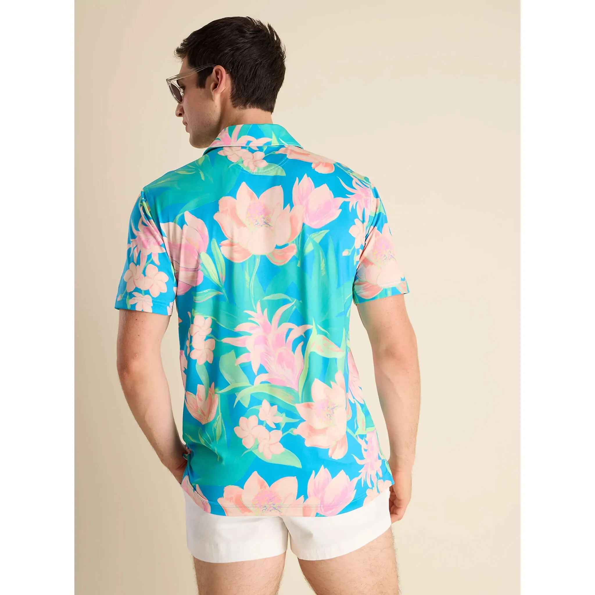 Mens Johnnie-O Chubbies The Stop & Smell The Roses Performance Polo Shirt - Bright Blue