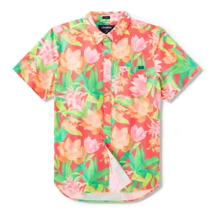 Mens Johnnie-O Chubbies The Tropic Like It's Hot Performance Short Sleeve Sport Shirt - Coral