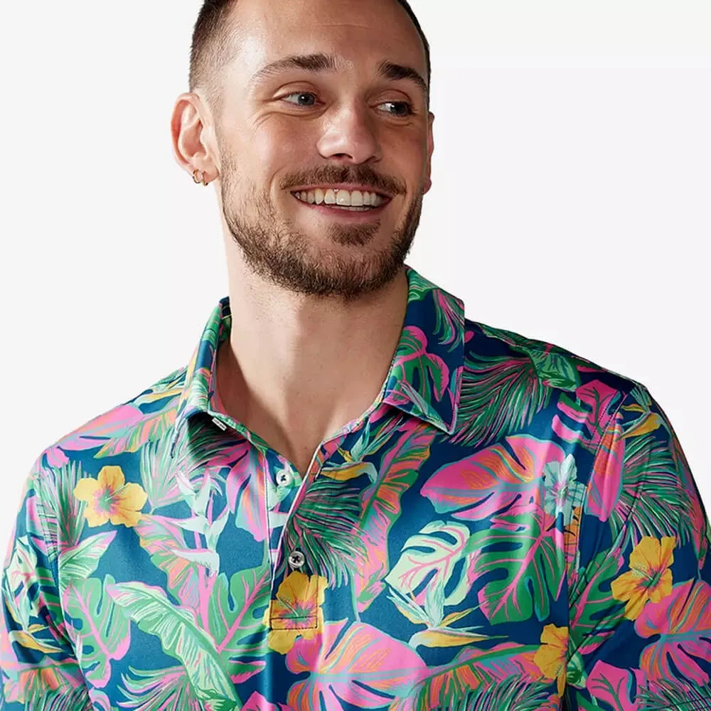 Mens Johnnie-O Chubbies The Wild Flower Wonder Performance Polo Shirt - Navy